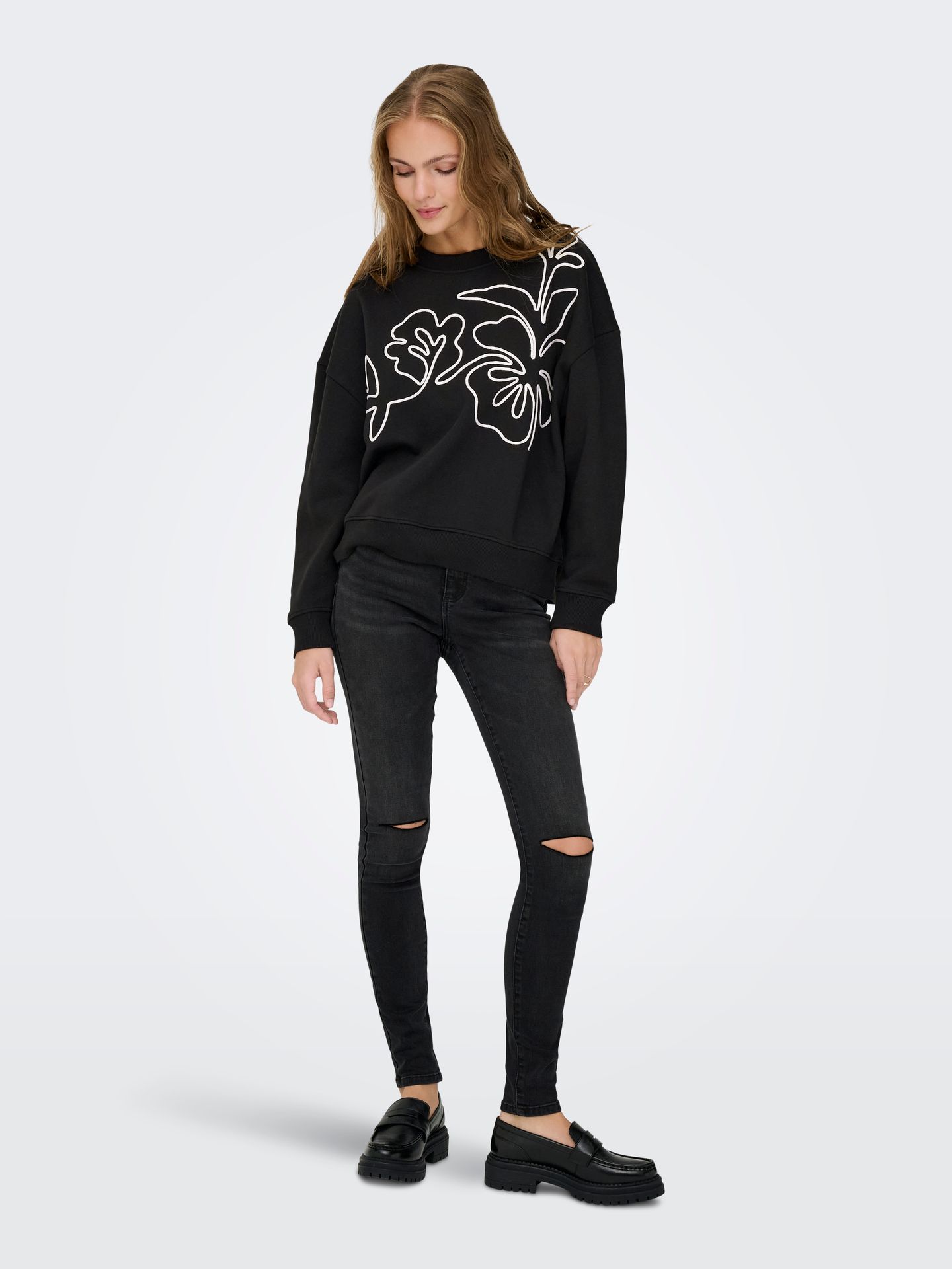 JDY JDYCANOA L/S EMB SWEAT JRS NOOS Black/Rad 2900159684015