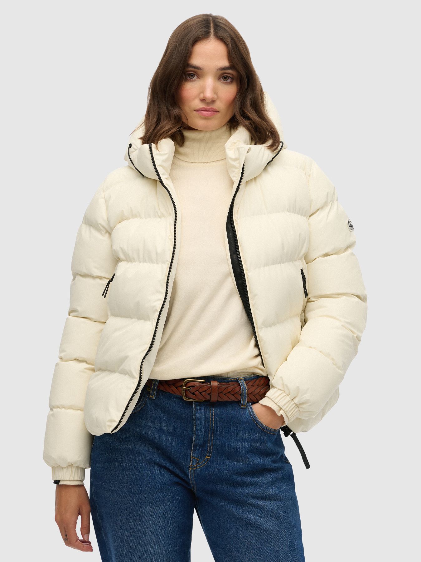 Superdry Hooded sports puffer jacket 71d OffWhite 2900159733041
