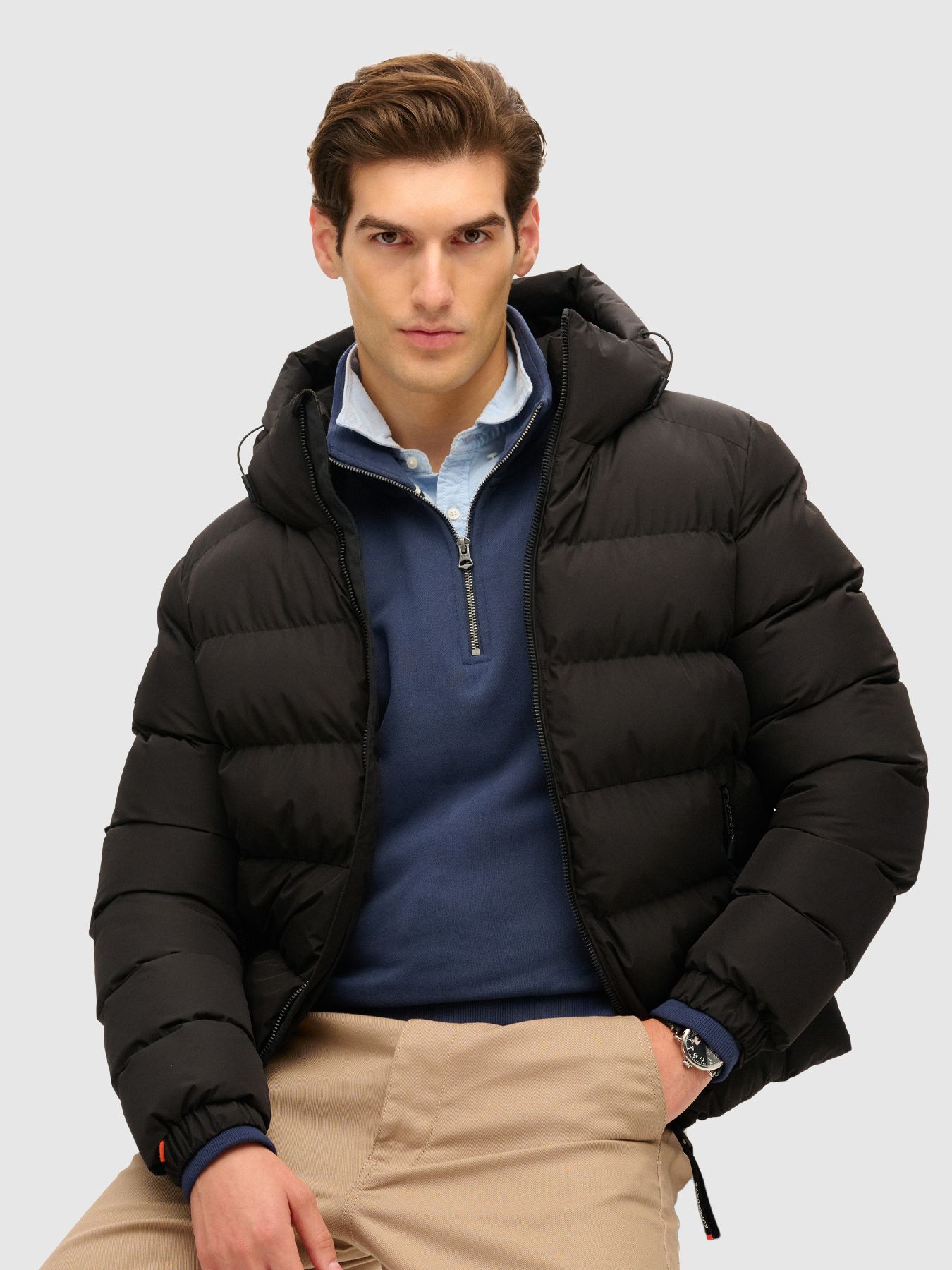 Superdry Hooded sports puffer jacket black/black 00114929-16A