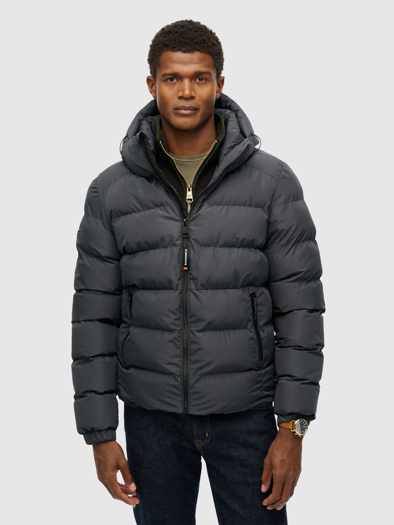 Superdry Hooded sports puffer jacket Ebony/ebony 00114929-H1P