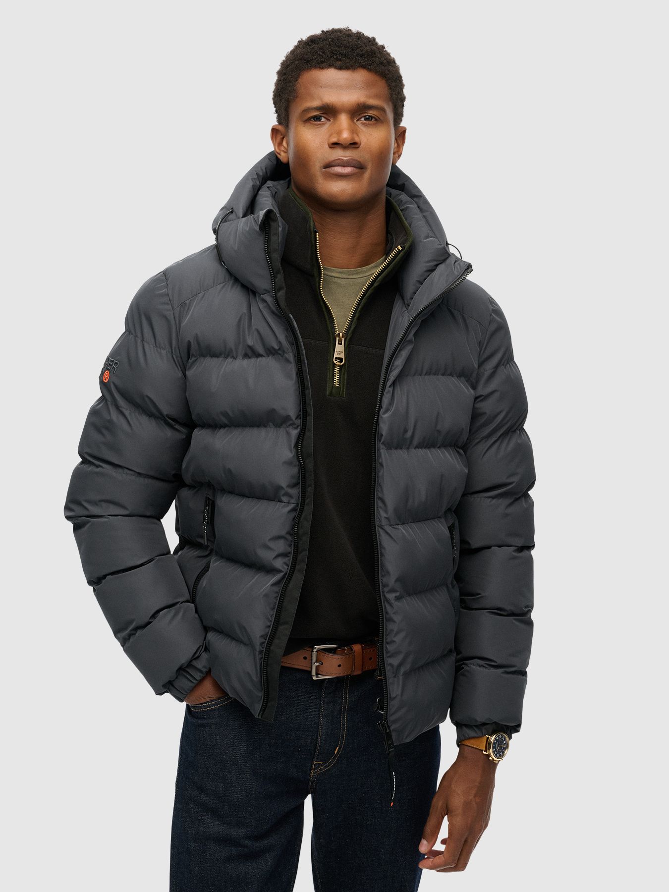 Superdry Hooded sports puffer jacket Ebony/ebony 2900159738077