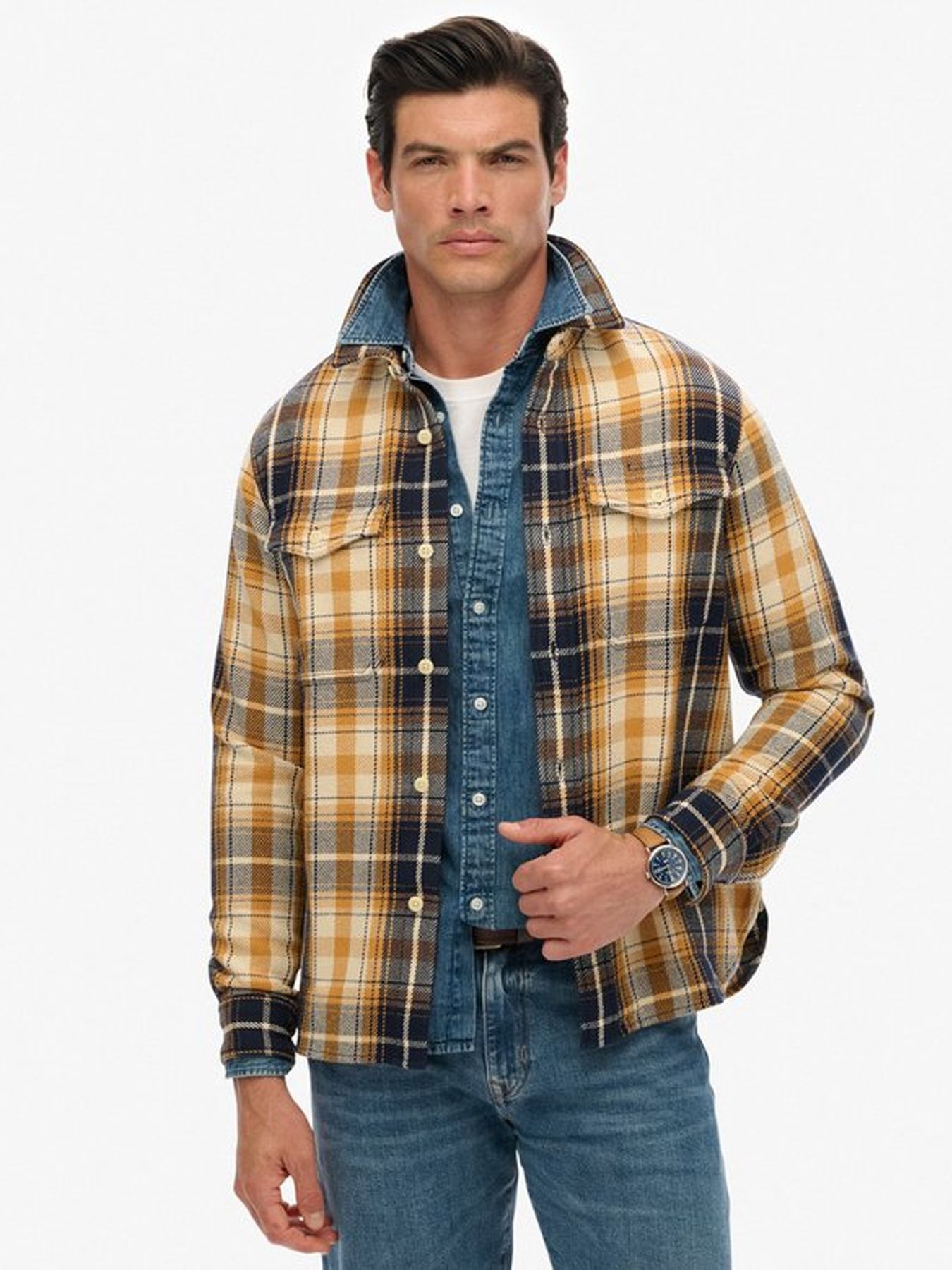 Superdry Merchant heavy checked shirt Homestead yellow 00114930-H7Y