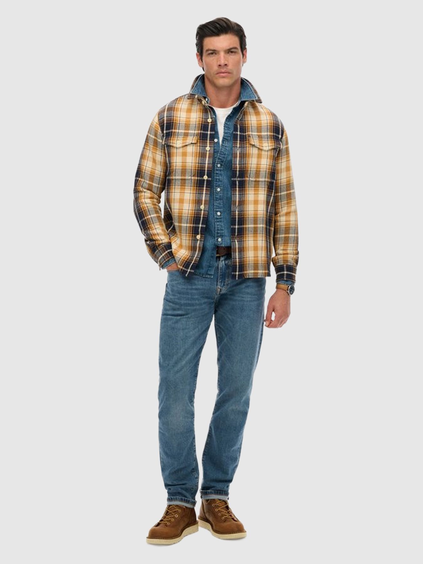 Superdry Merchant heavy checked shirt Homestead yellow 2900159739043