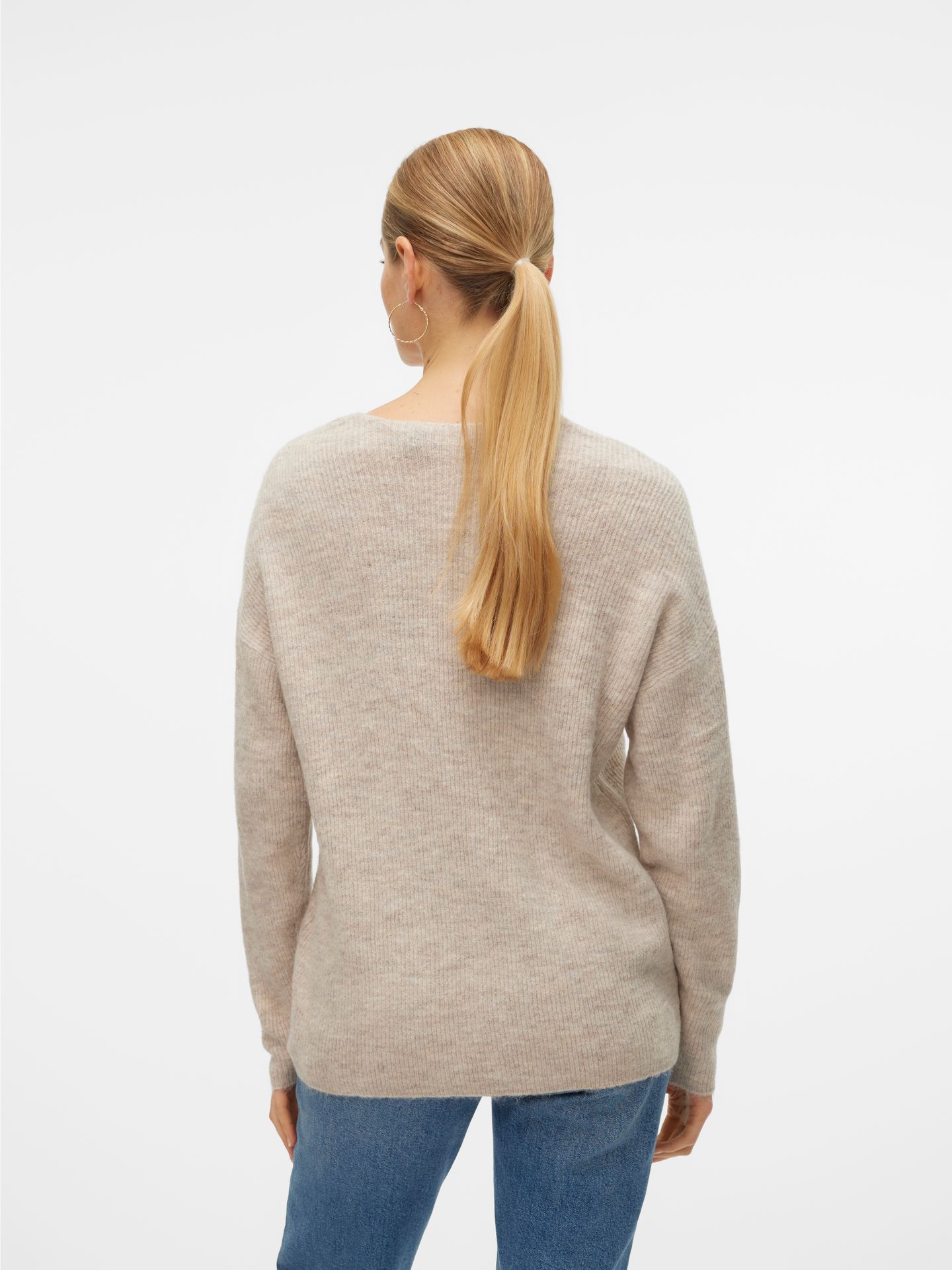 Vero Moda VMCREWLEFILE LS V-NECK BLOUSE NOOS Birch/Dicte 00114980-EKA26011400000164