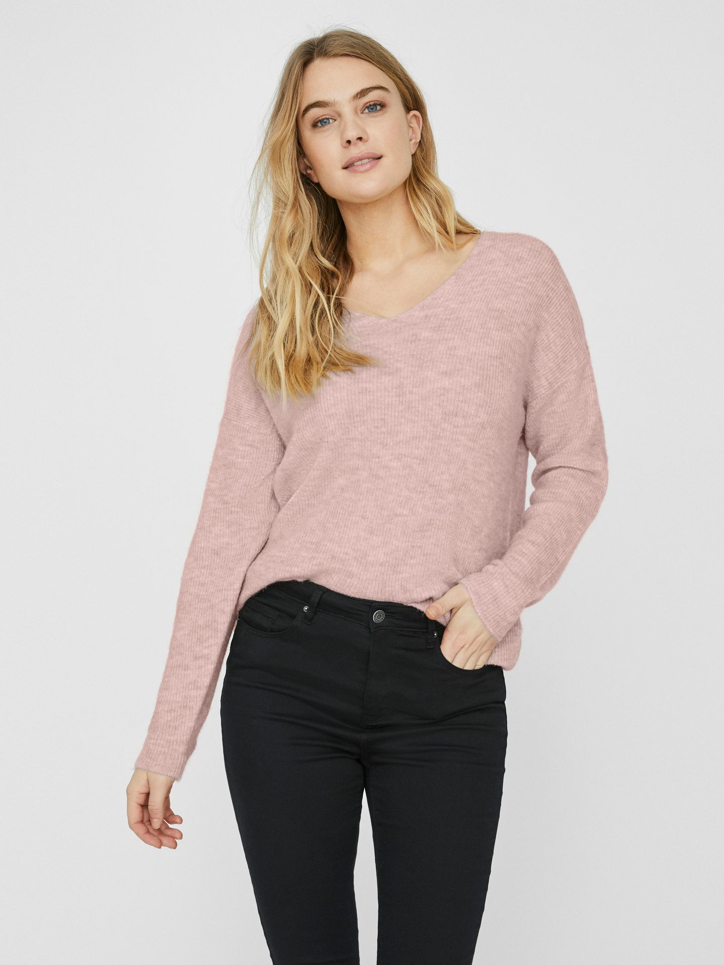 Vero Moda VMCREWLEFILE LS V-NECK BLOUSE NOOS Sepia Rose/MELANGE 2900159883043 Vero Moda VMCREWLEFILE LS V-NECK BLOUSE NOOS Sepia Rose/MELANGE 2900159883043