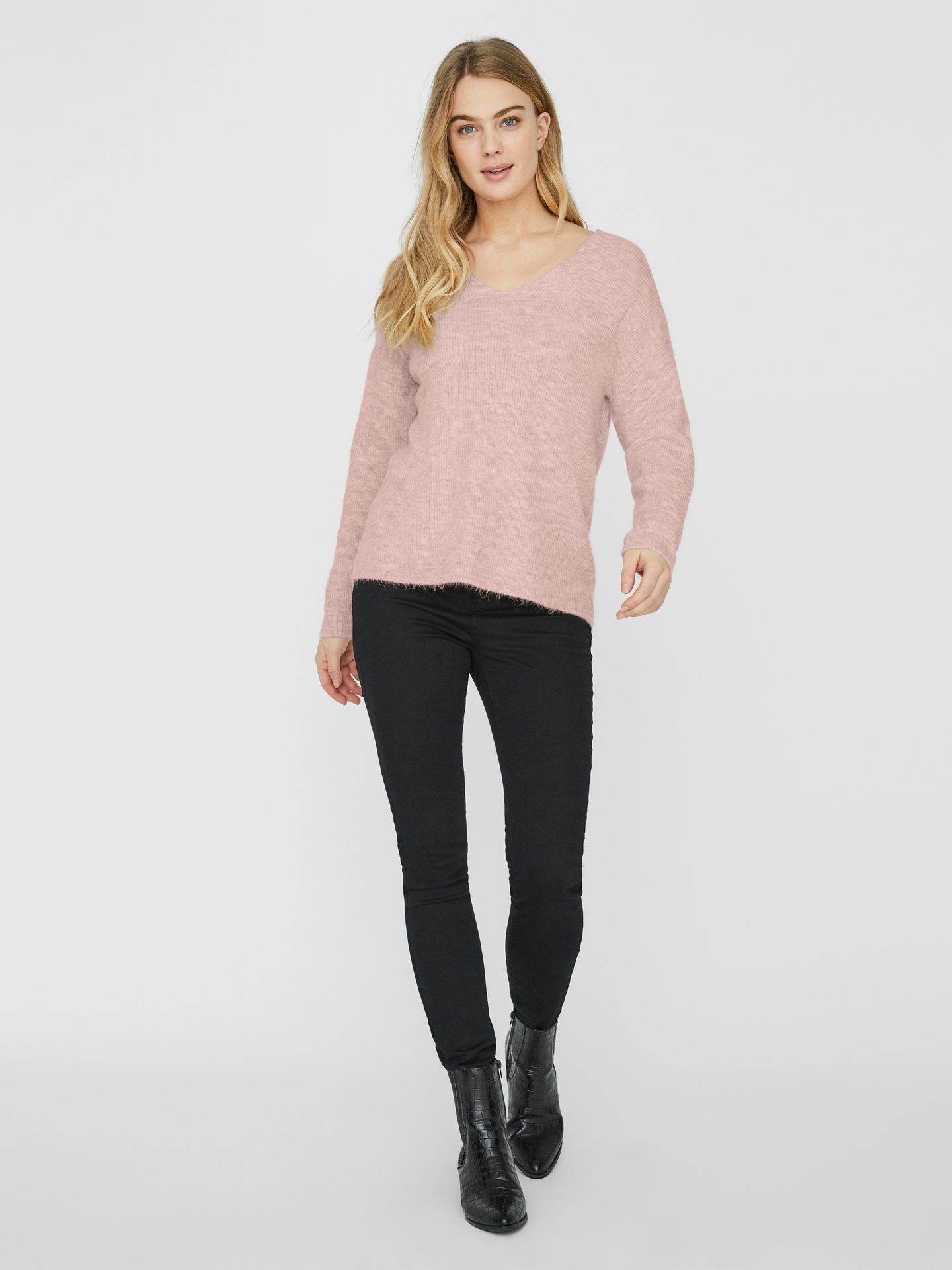 Vero Moda VMCREWLEFILE LS V-NECK BLOUSE NOOS Sepia Rose/MELANGE 2900159883043 Vero Moda VMCREWLEFILE LS V-NECK BLOUSE NOOS Sepia Rose/MELANGE 2900159883043