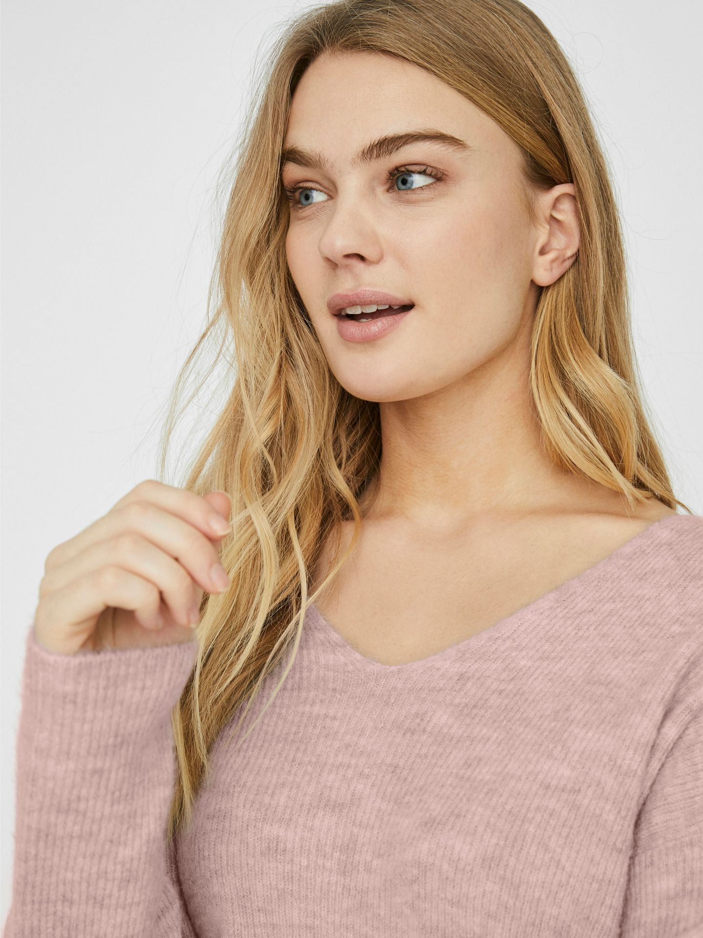Vero Moda VMCREWLEFILE LS V-NECK BLOUSE NOOS Sepia Rose/MELANGE 2900159883043 Vero Moda VMCREWLEFILE LS V-NECK BLOUSE NOOS Sepia Rose/MELANGE 2900159883043