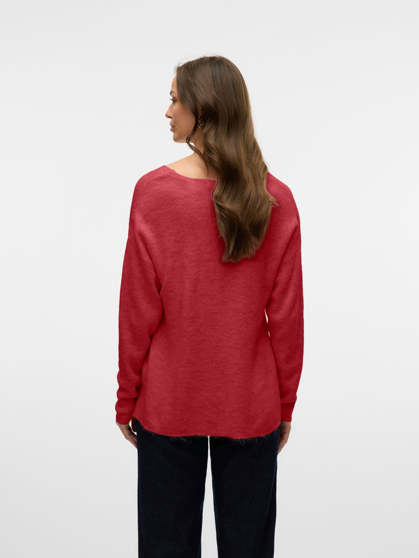 Vero Moda VMCREWLEFILE LS V-NECK BLOUSE NOOS Karanda Red/MELANGE 2900159885023 Vero Moda VMCREWLEFILE LS V-NECK BLOUSE NOOS Karanda Red/MELANGE 2900159885023