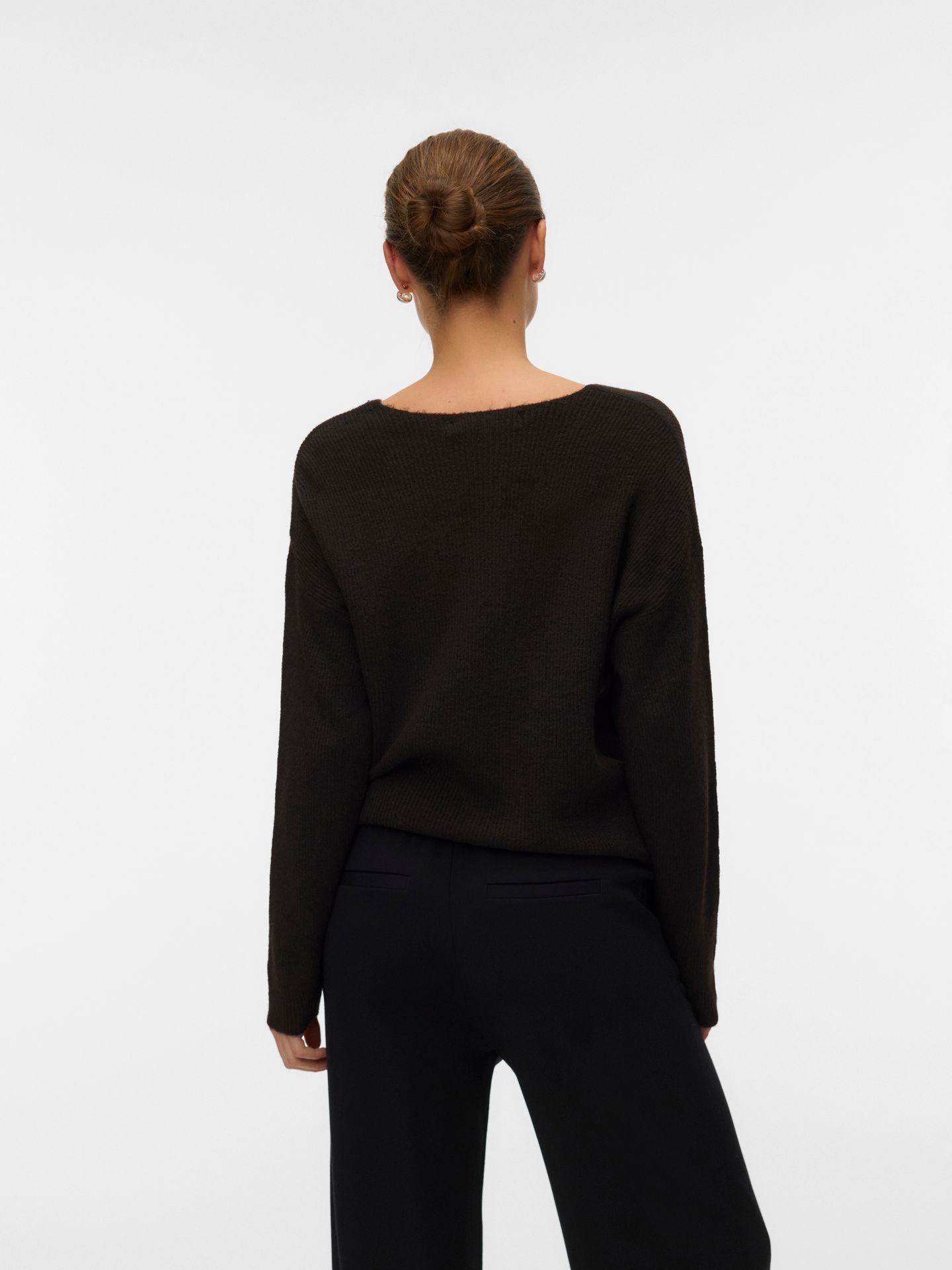 Vero Moda VMCREWLEFILE LS V-NECK BLOUSE NOOS Chocolate Torte/W. MELANGE 2900169545023
