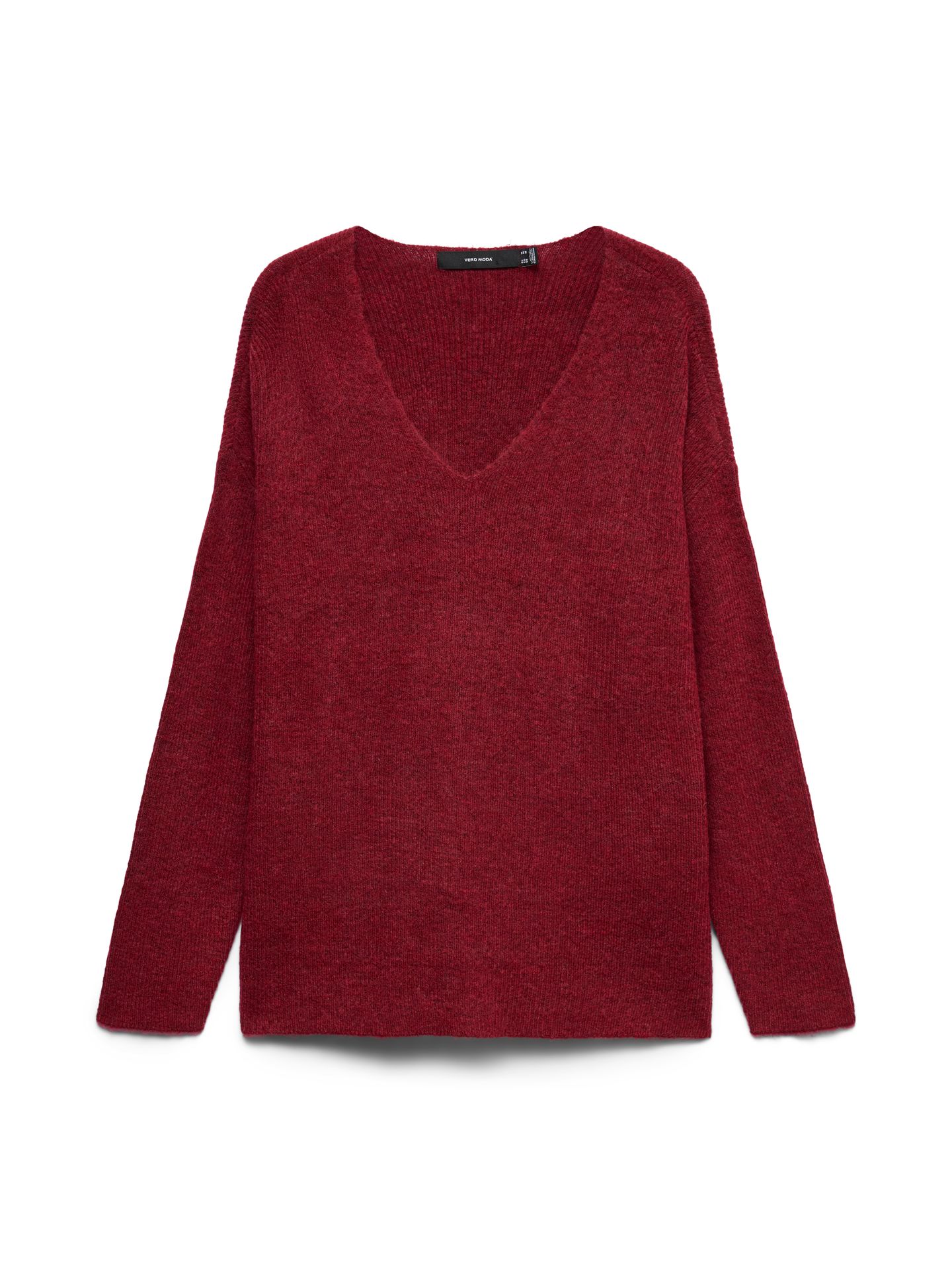 Vero Moda VMCREWLEFILE LS V-NECK BLOUSE NOOS Biking Red/MELANGE 00114980-EKA26011400003733