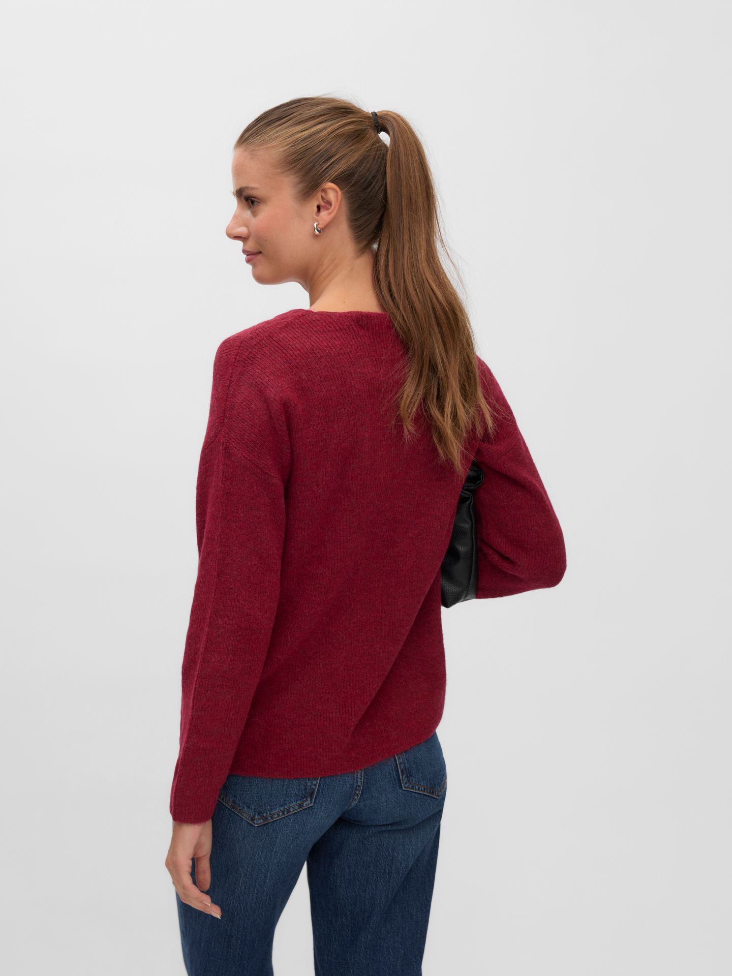 Vero Moda VMCREWLEFILE LS V-NECK BLOUSE NOOS Biking Red/MELANGE 2900169540035