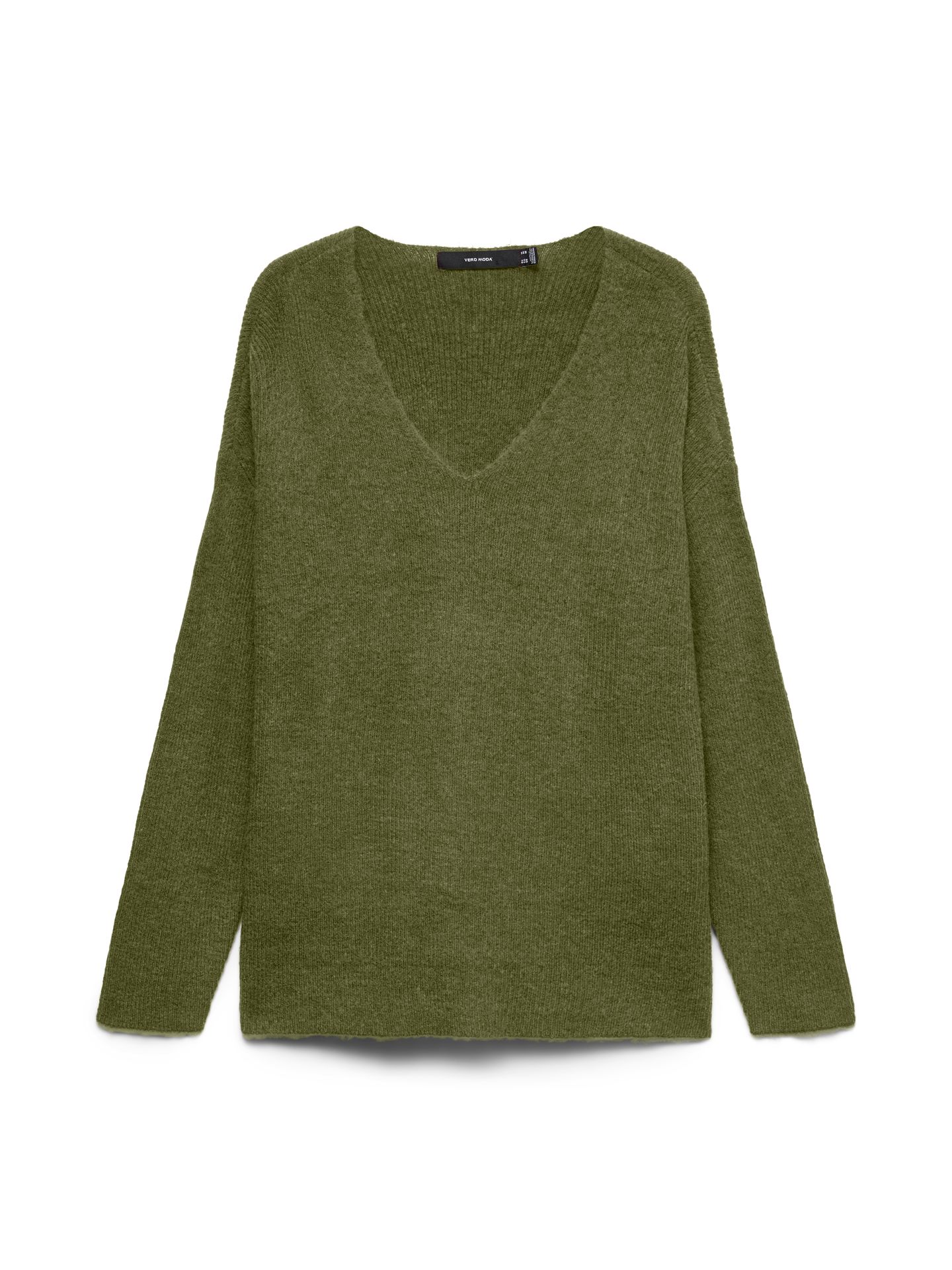 Vero Moda VMCREWLEFILE LS V-NECK BLOUSE NOOS Sphagnum/MELANGE 00114980-EKA26011400003735