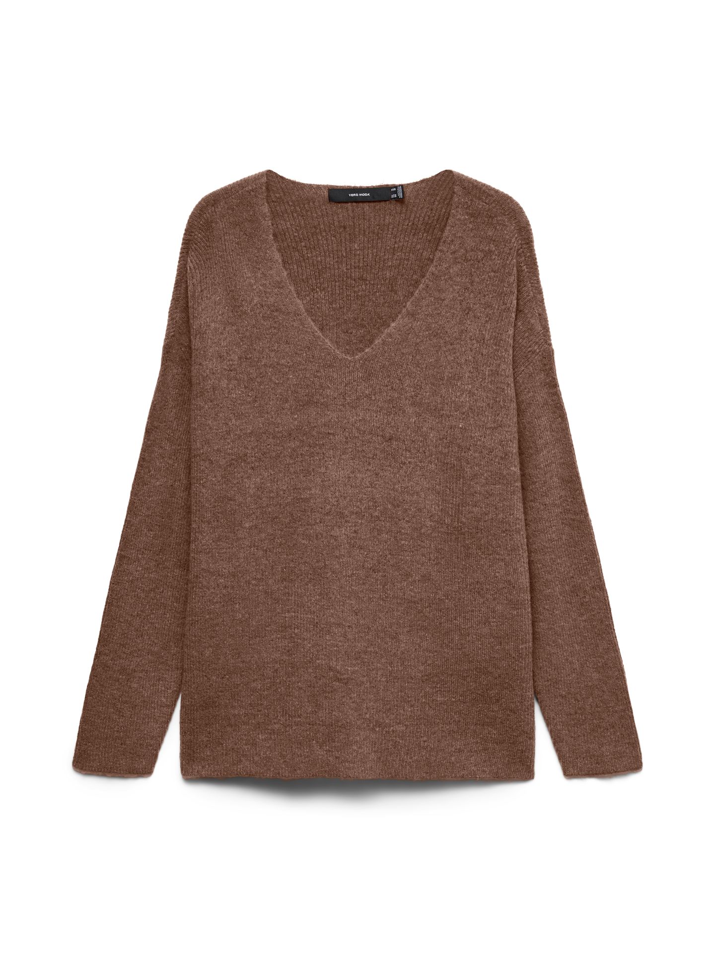 Vero Moda VMCREWLEFILE LS V-NECK BLOUSE NOOS Cocoa Brown/MELANGE 00114980-EKA26011400003736