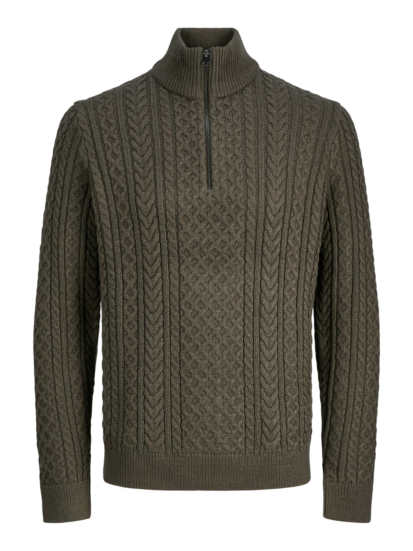 Jack & Jones JPRBLUSEAN KNIT CABLE HALF ZIP SN Black Olive 00114981-EKA26011400003100