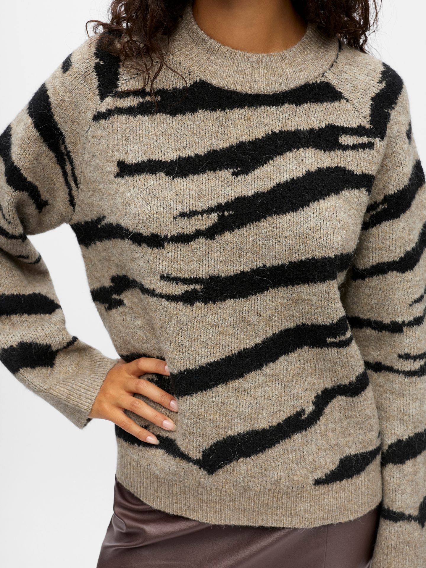 Object OBJDIANA LS RE O-NECK KNIT NOOS Morel/Black 2900159902027