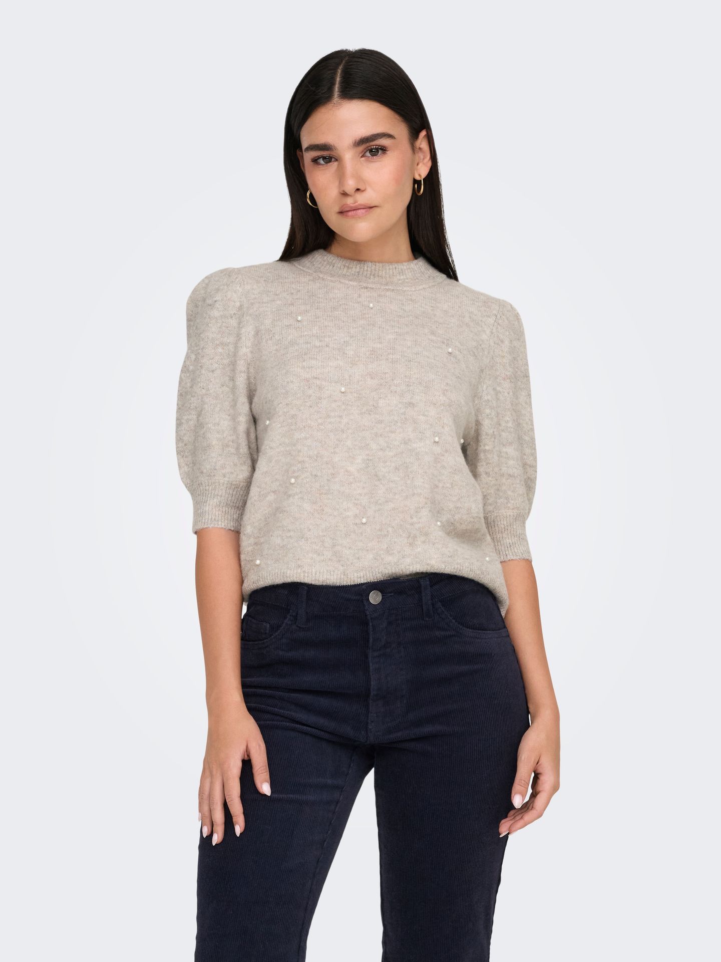 JDY JDYRUE LIFE 2/4 PEARL PULLOVER KNT Chateau Gray/BLACK BUTTONS 00115012-EKA26011400002369