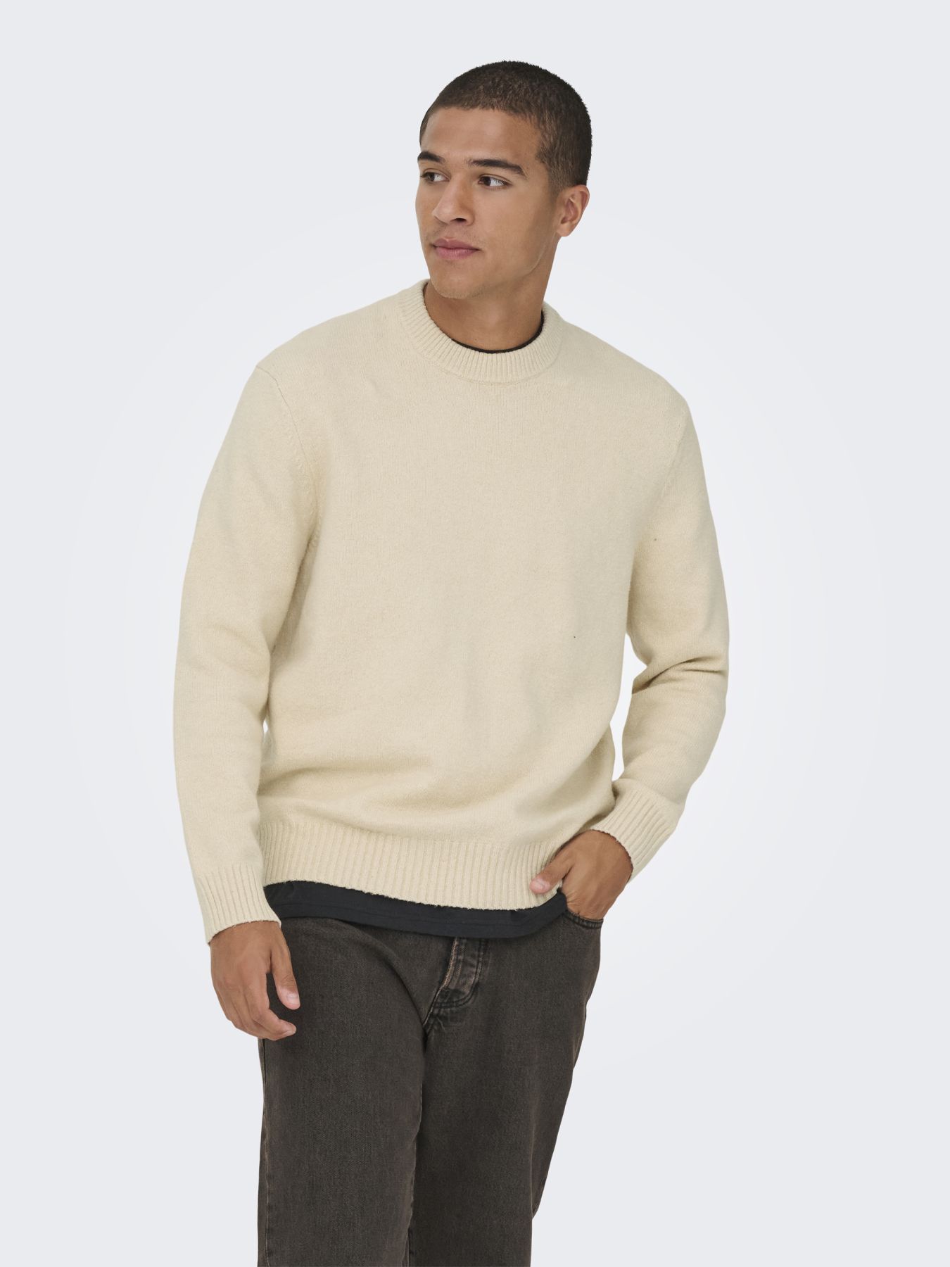 Only & Sons ONSJAMES RLX CREW KNIT NOOS Oatmeal 00115019-EKA26011400003103