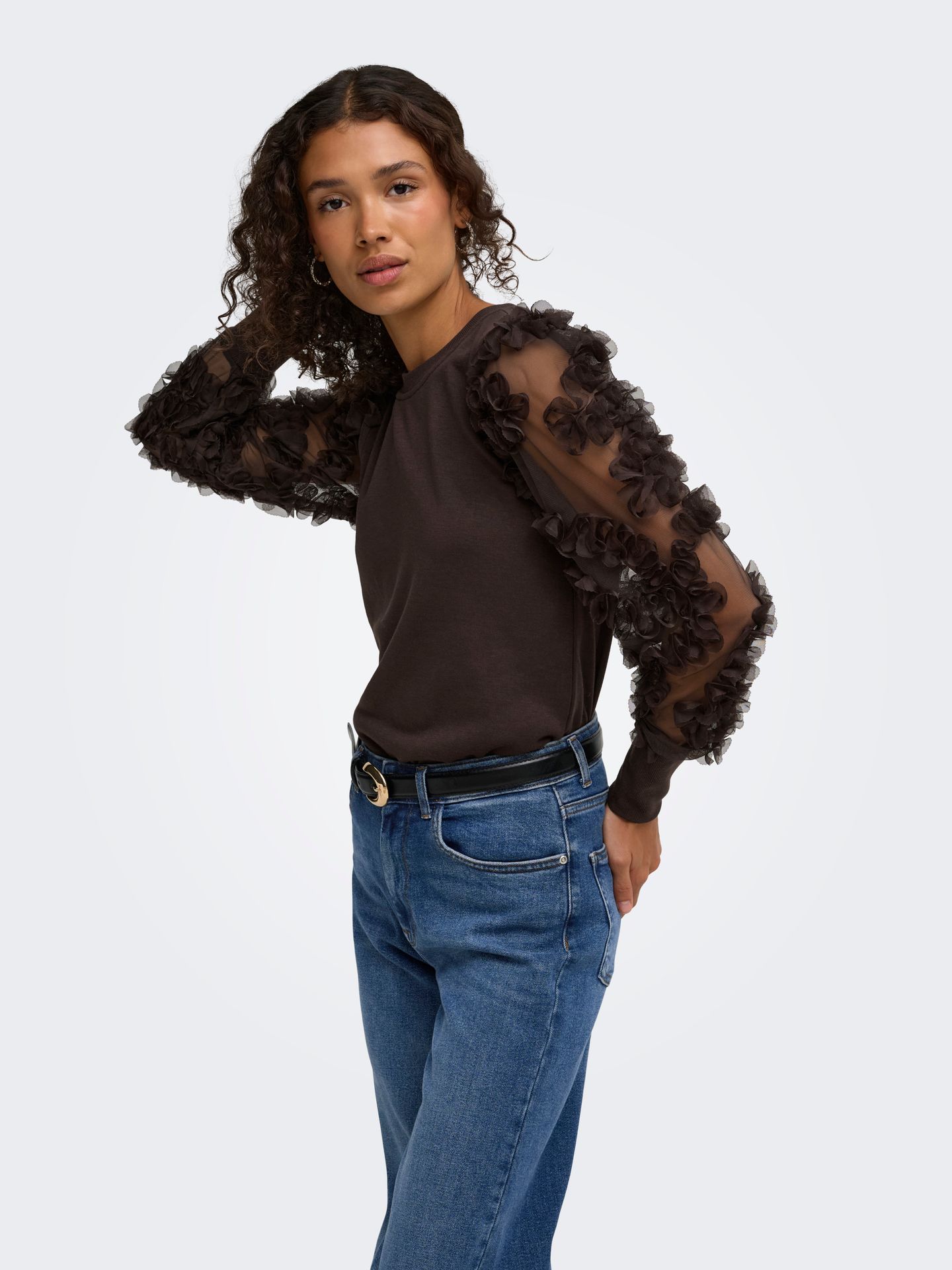 JDY JDYFAIRVIEW LIFE  L/S SWEAT JRS NOO Coffee Bean 2900169738036