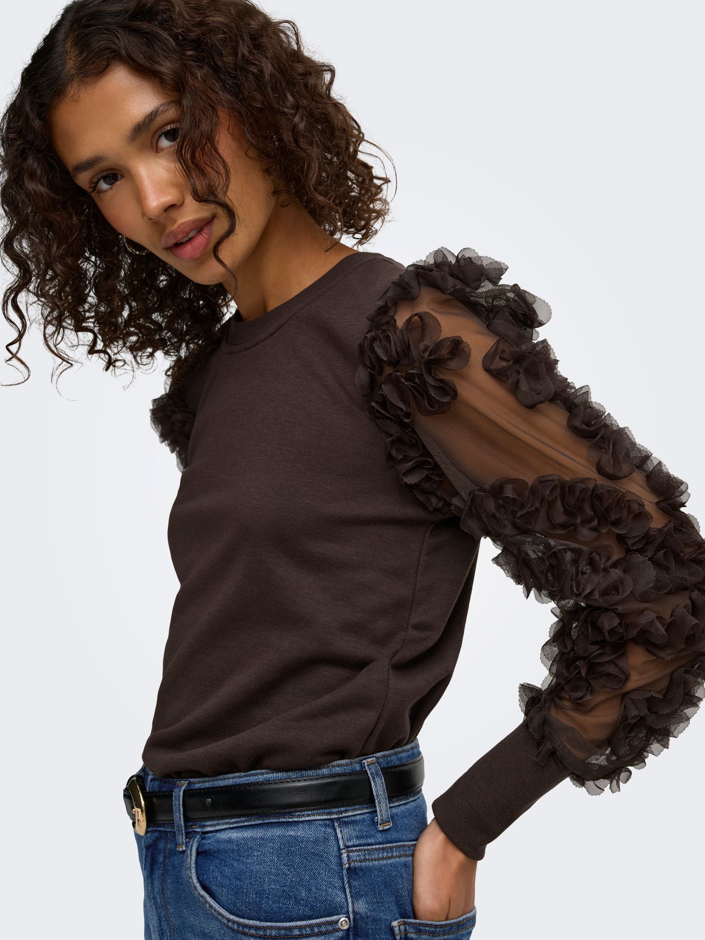 JDY JDYFAIRVIEW LIFE  L/S SWEAT JRS NOO Coffee Bean 2900169738036