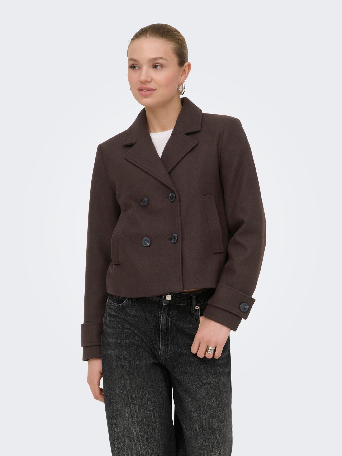 Only ONLFREJA LIFE SHORT DB JACKET OTW N Hot Fudge/MELANGE 2900168504052