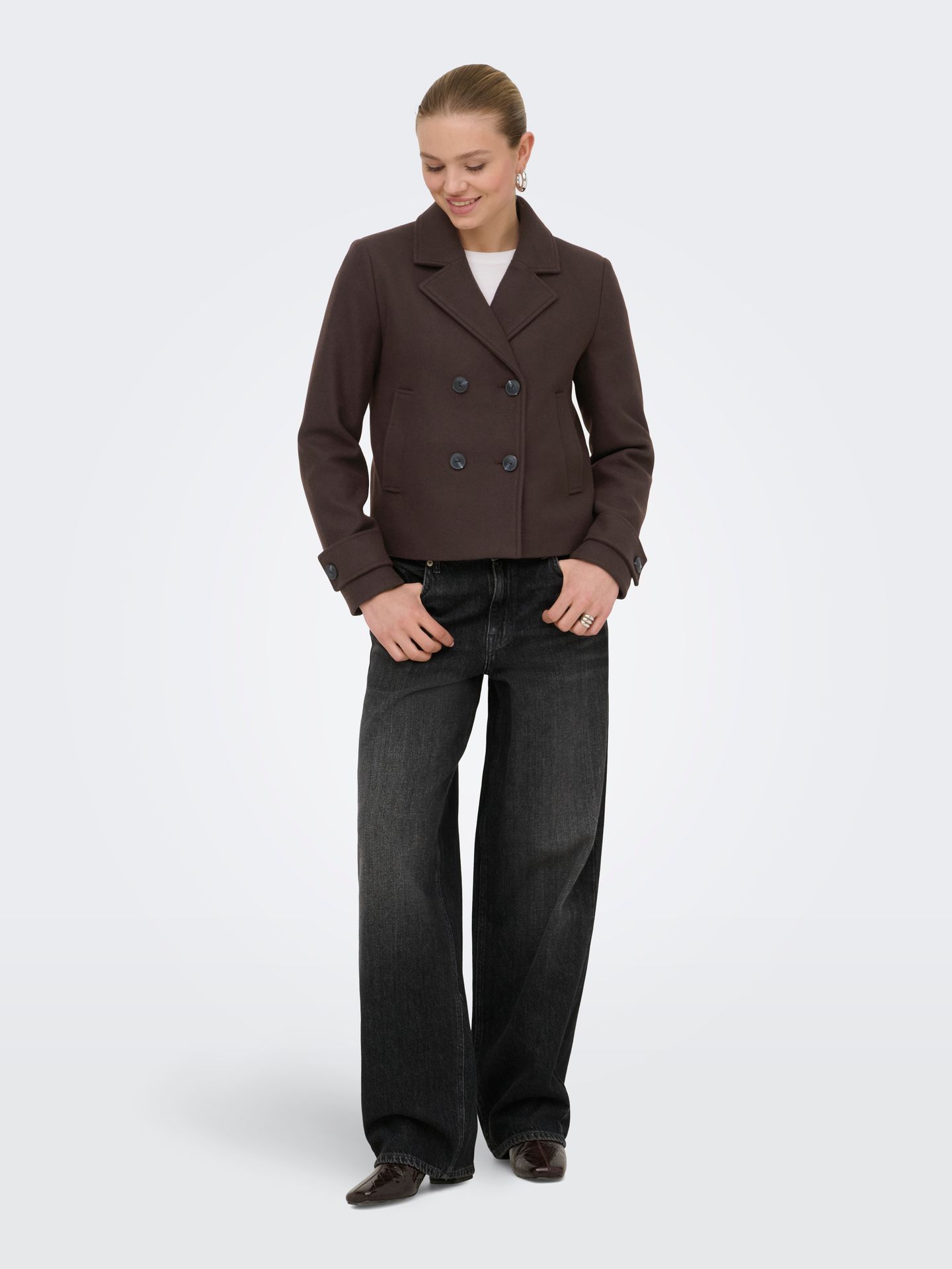 Only ONLFREJA LIFE SHORT DB JACKET OTW N Hot Fudge/MELANGE 2900168504052