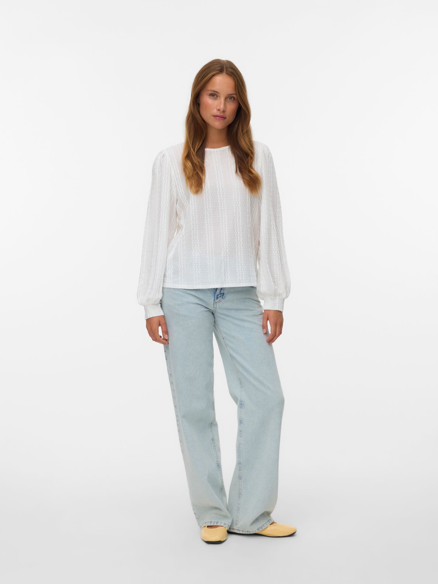 Vero Moda VMJASMIN LS O-NECK TOP JRS GA Snow White 2900159991045 Vero Moda VMJASMIN LS O-NECK TOP JRS GA Snow White 2900159991045