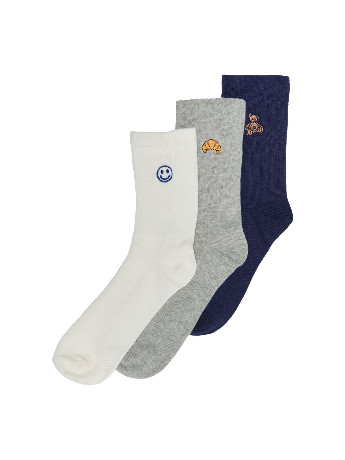 Only KOGINE EMB. 3-PACK SOCKS CS ACC Cloud Dancer/Lemons 00115039-EKA26011400000233