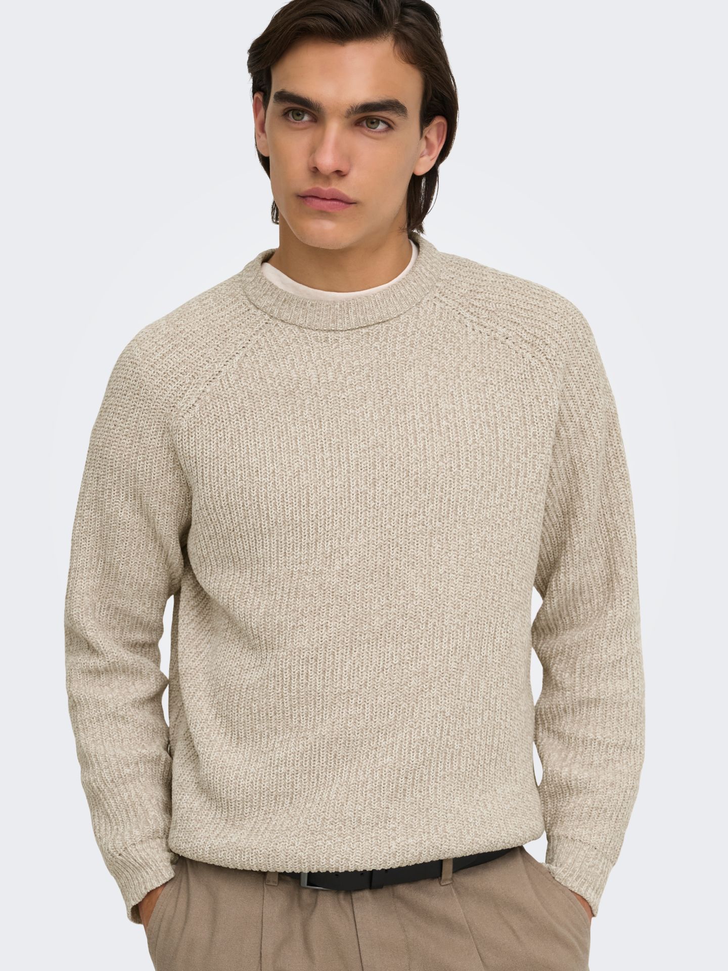 Only & Sons ONSJOIN RLX LS RAGLAN KNIT Silver Lining/MELANGE 2900160002044
