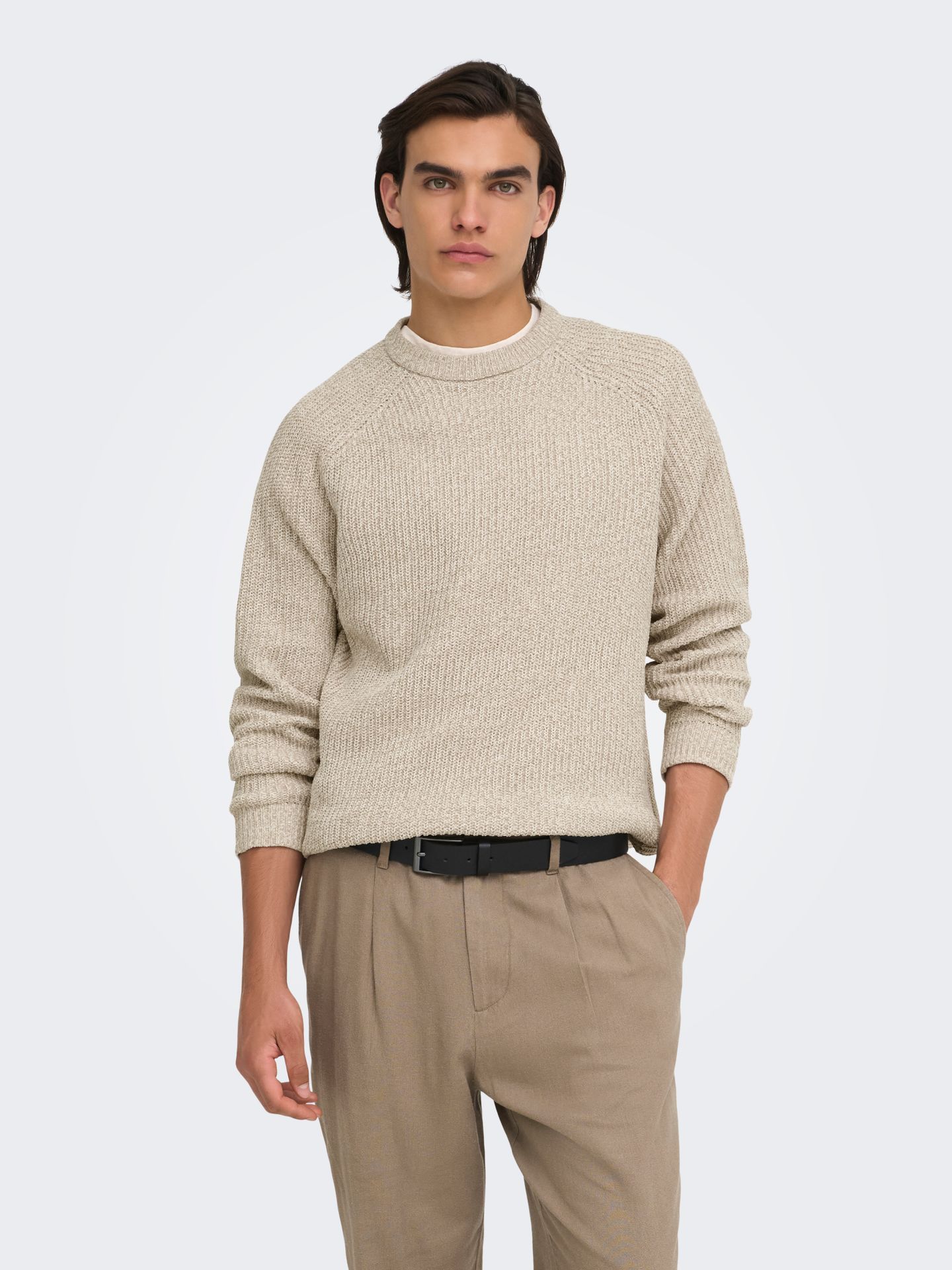 Only & Sons ONSJOIN RLX LS RAGLAN KNIT Silver Lining/MELANGE 2900160002044