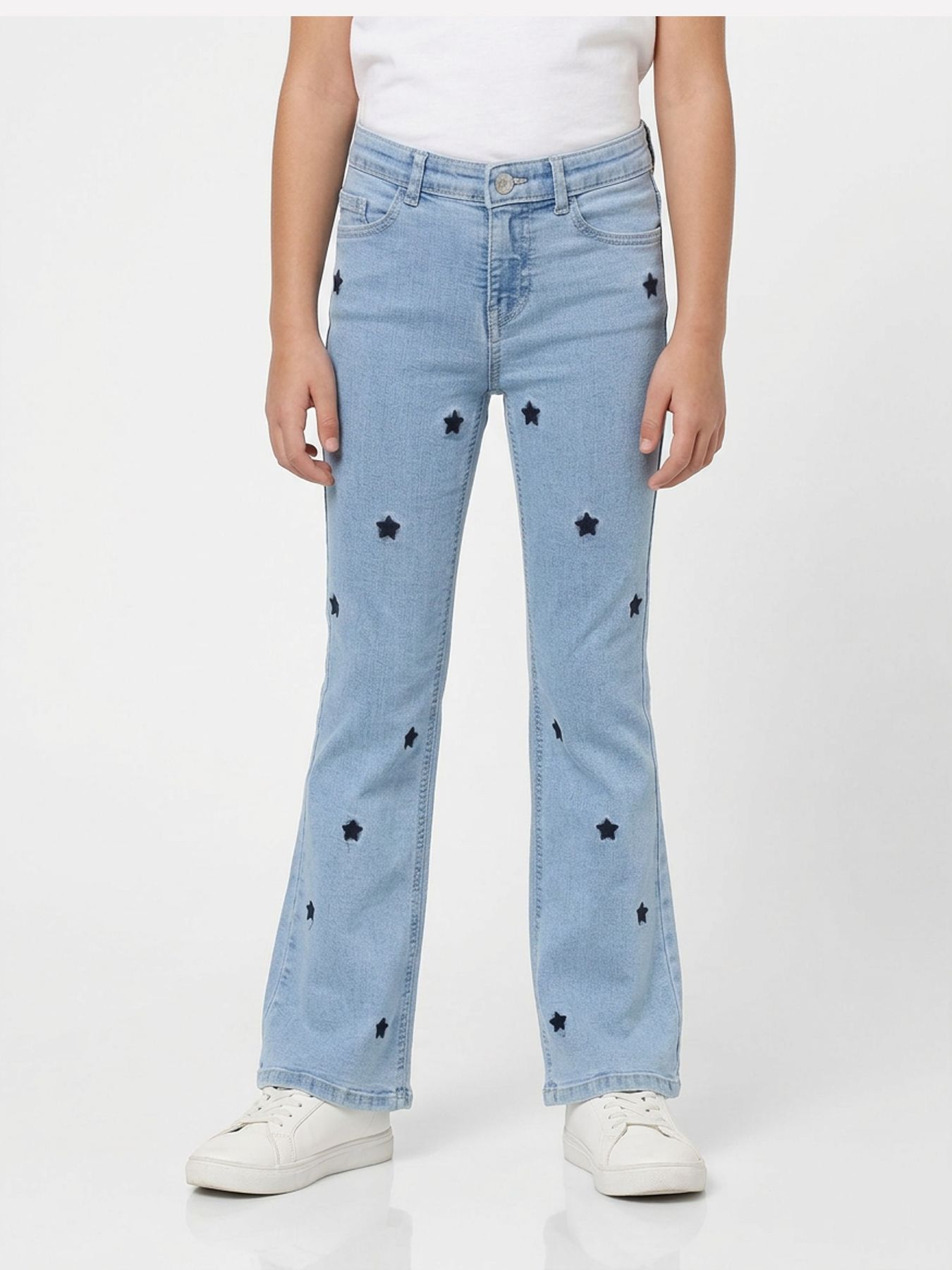 Kids Only KOGJUICY WIDE LEG STAR JEANS Light Blue Denim/EMB 00115046-EKA26011400001412