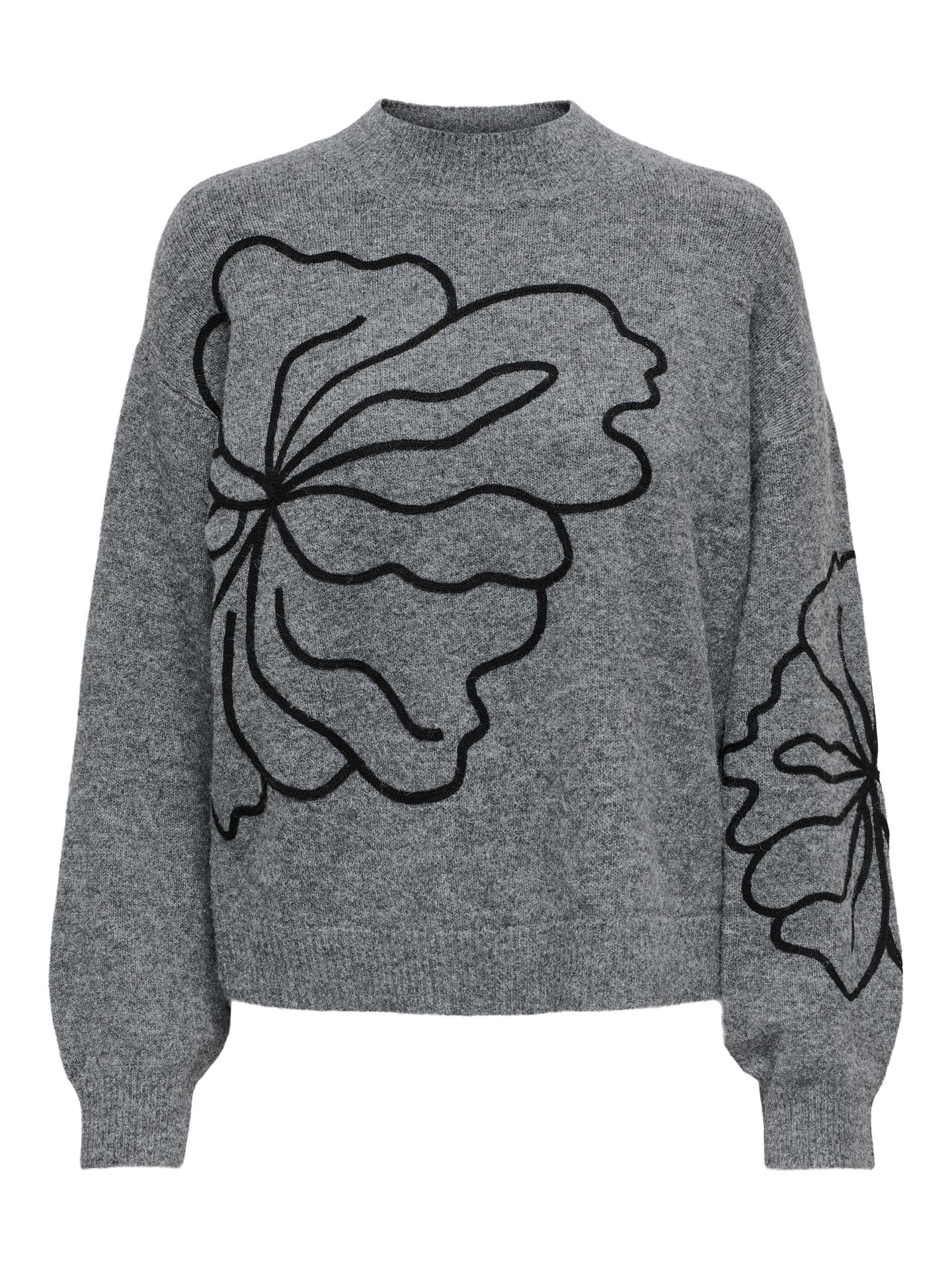 Only JDYJELLA L/S FLOWER PULLOVER KNT NO Dark Grey Melange 2900170092028