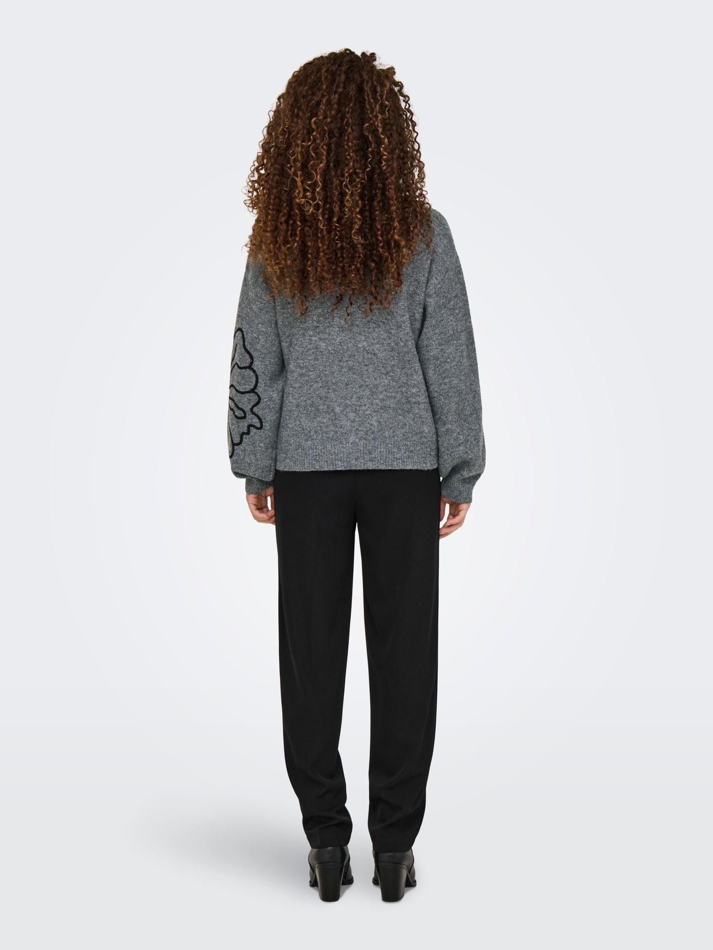 Only JDYJELLA L/S FLOWER PULLOVER KNT NO Dark Grey Melange 2900170092028