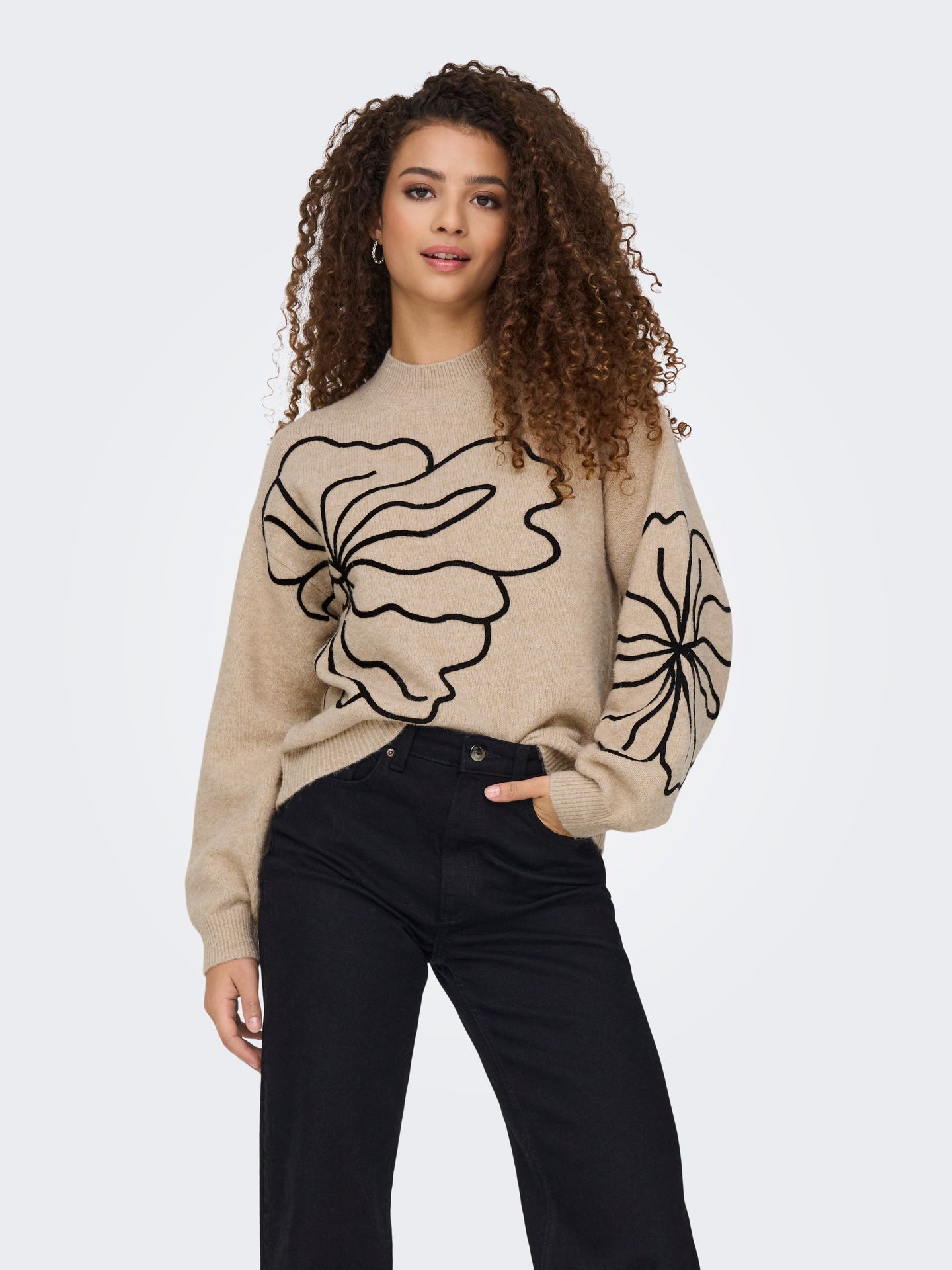 JDY JDYJELLA L/S FLOWER PULLOVER KNT NO Cement/BLACK LEOPARD SPOTS 2900160008022 JDY JDYJELLA L/S FLOWER PULLOVER KNT NO Cement/BLACK LEOPARD SPOTS 2900160008022