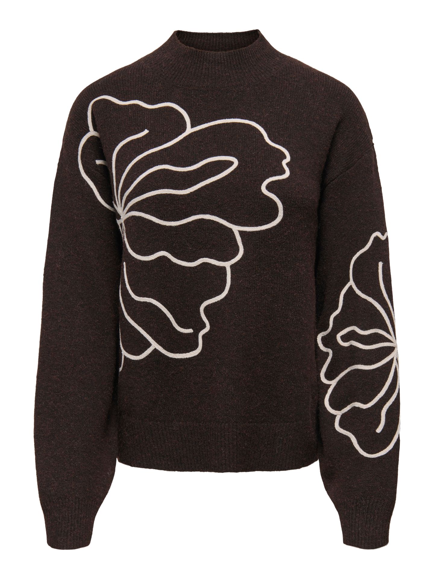 Only JDYJELLA L/S FLOWER PULLOVER KNT NO Chocolate Torte/W. PUMICE STONE EMB 00115048-EKA26011400003760