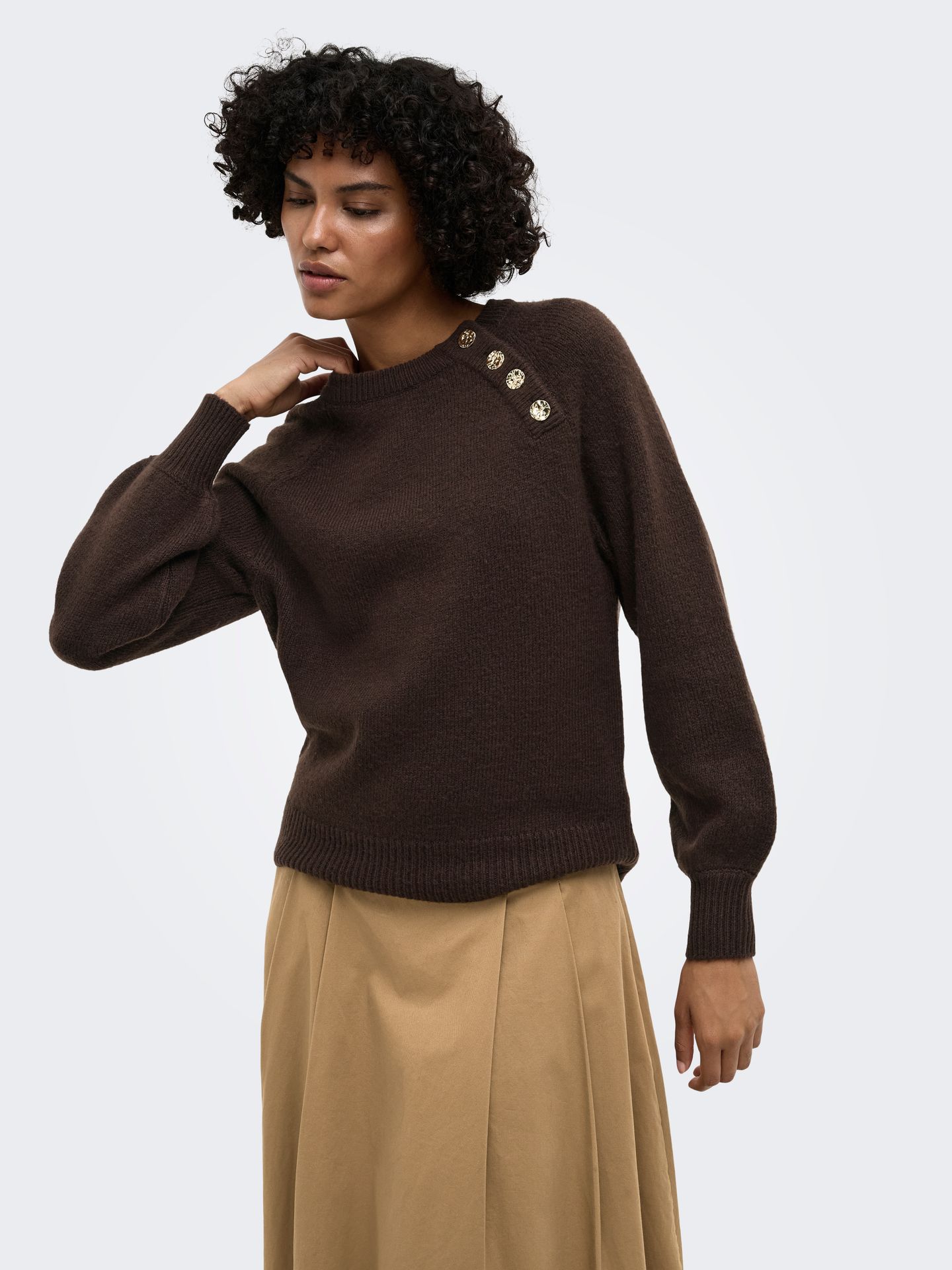 Only ONLEMMA LIFE LS BUTTON ONECK KNT NO Coffee Bean 2900169739033