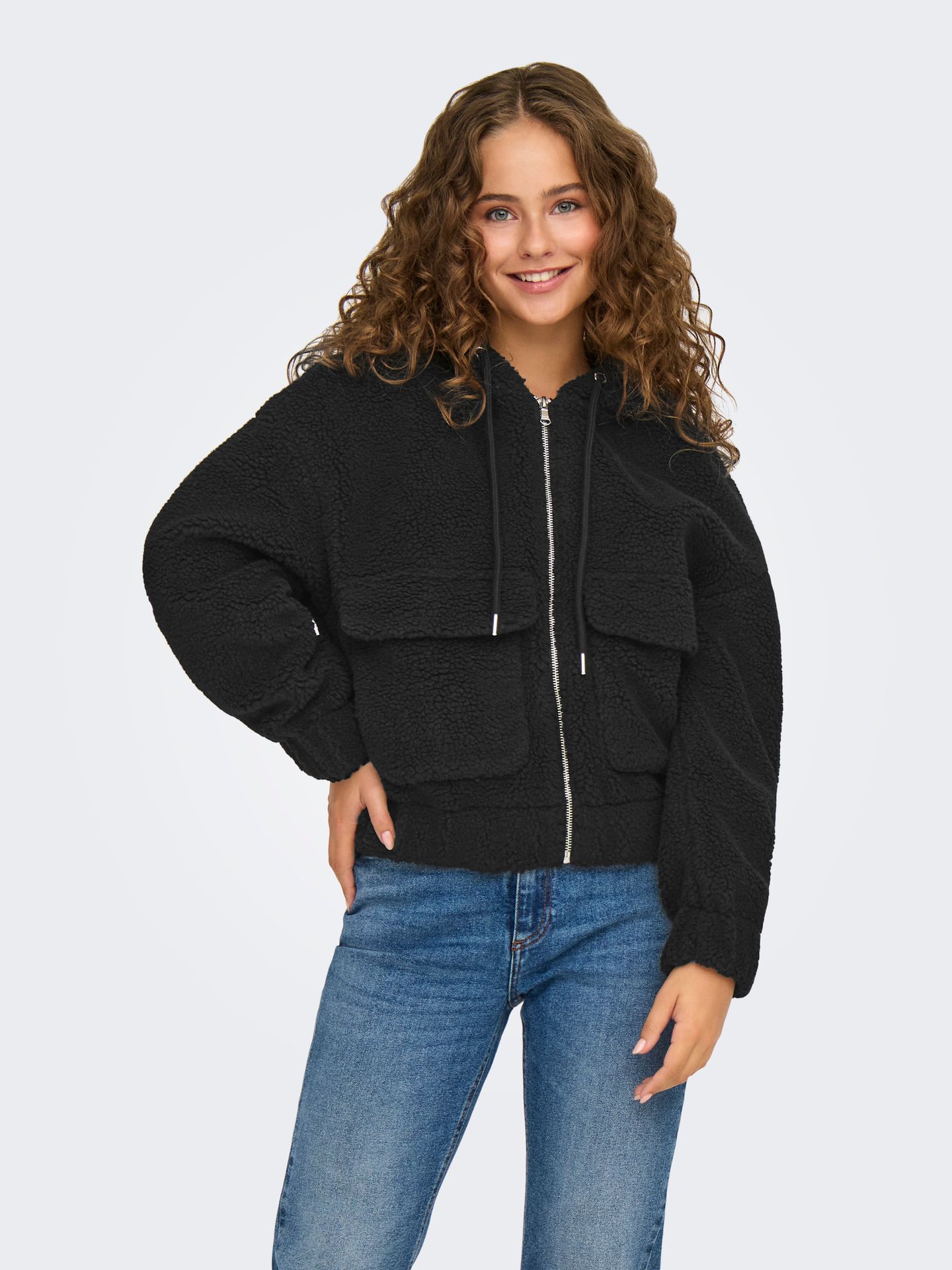 Only ONLTANJA TEDDY HOOD JACKET OTW NOOS Black 2900160017048