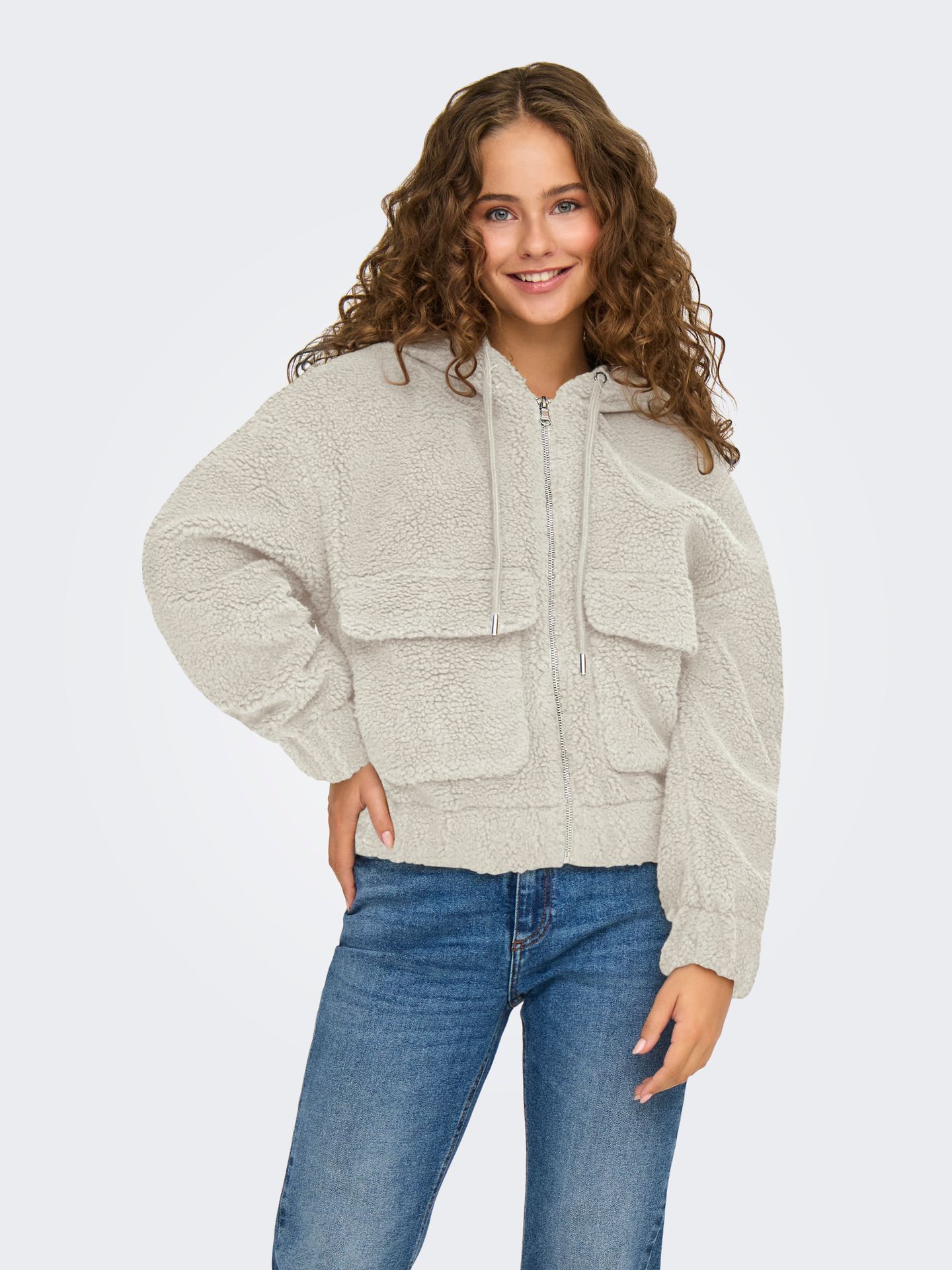 Only ONLTANJA TEDDY HOOD JACKET OTW NOOS Pumice Stone 2900160016027