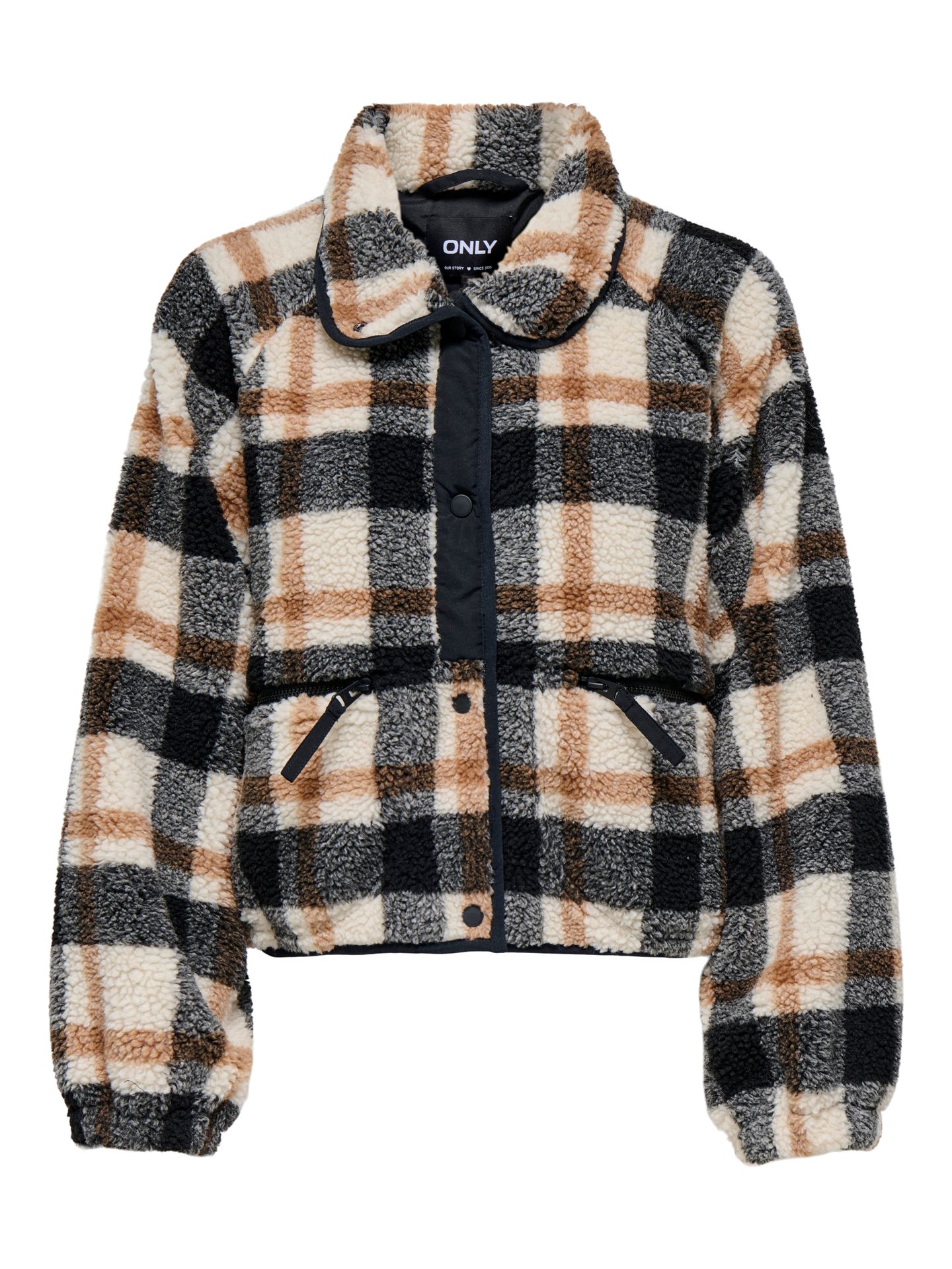 Only ONLCALISTA LIFE CHECK TEDDY JACKET Birch/W. Melange 00115054-EKA26011400000081