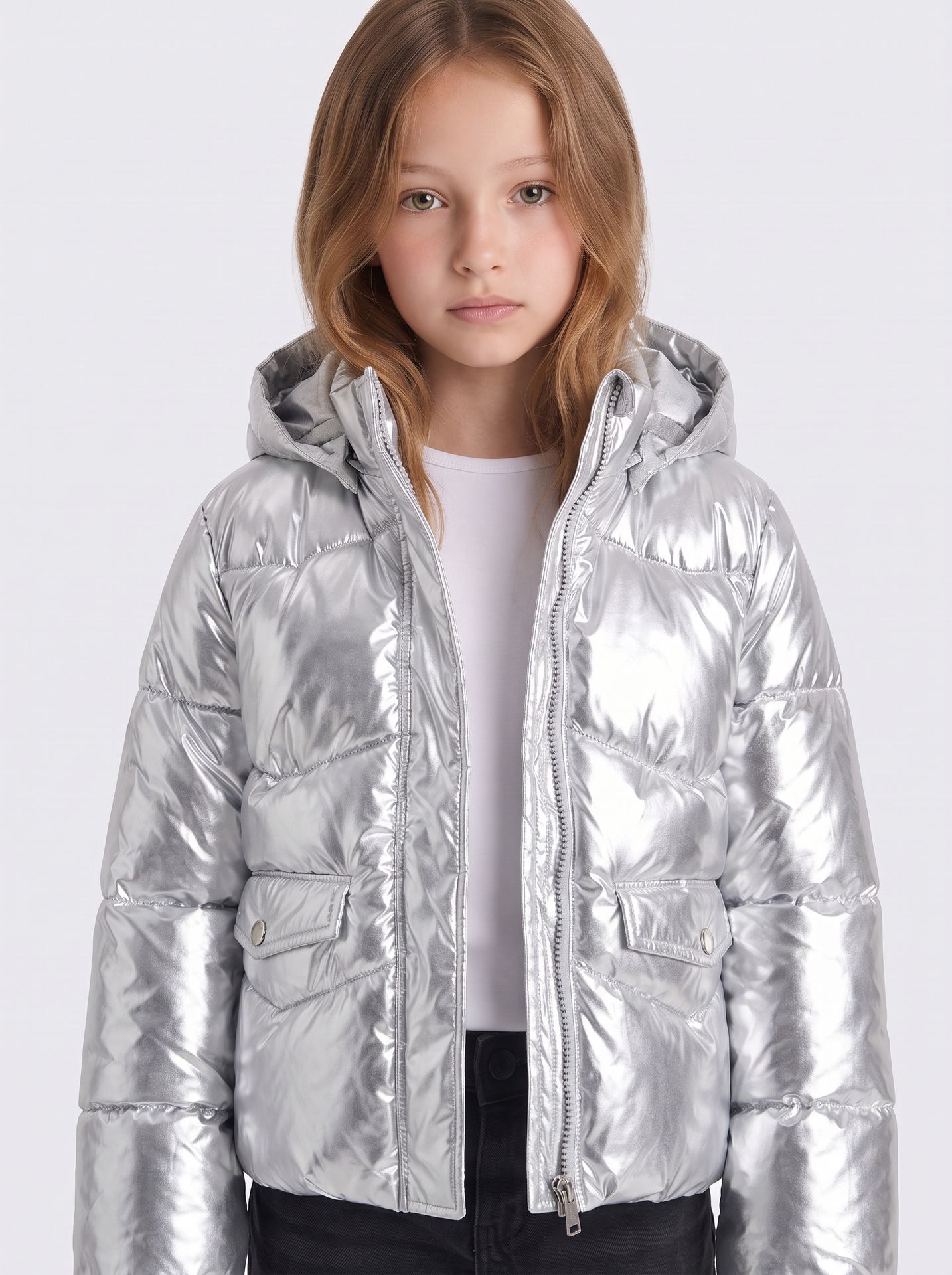 Kids Only KOGPEARL PUFFER HOOD JACKET CS OTW Silver 2900160256041