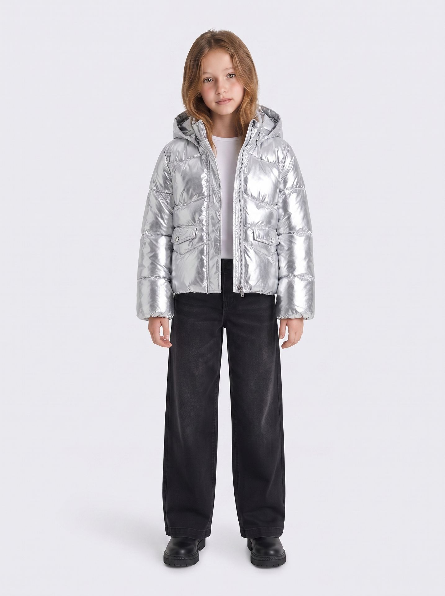 Kids Only KOGPEARL PUFFER HOOD JACKET CS OTW Silver 2900160256041