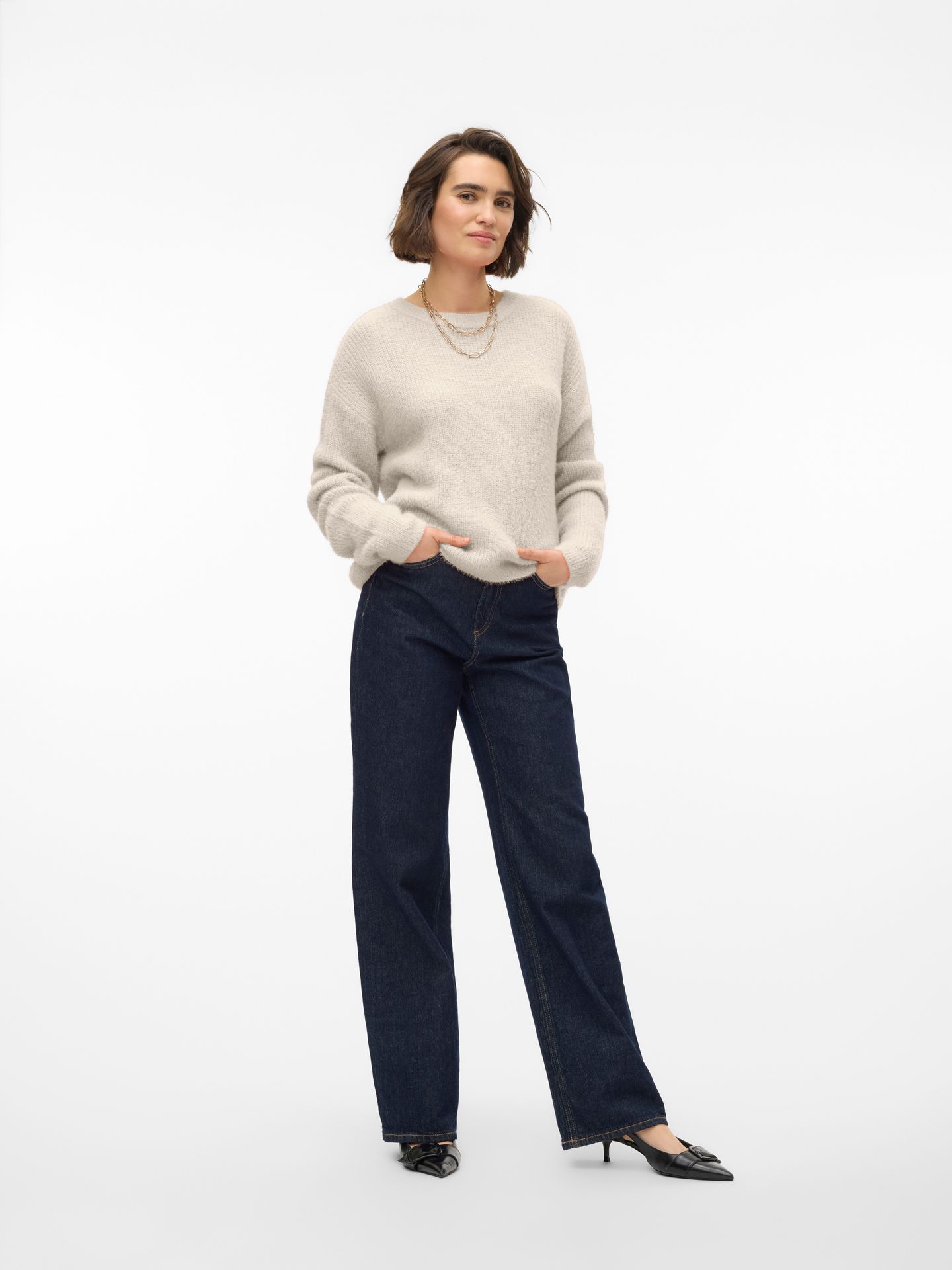 Vero Moda VMPUFF LS O-NECK PULLOVER BOO Birch 2900160260024