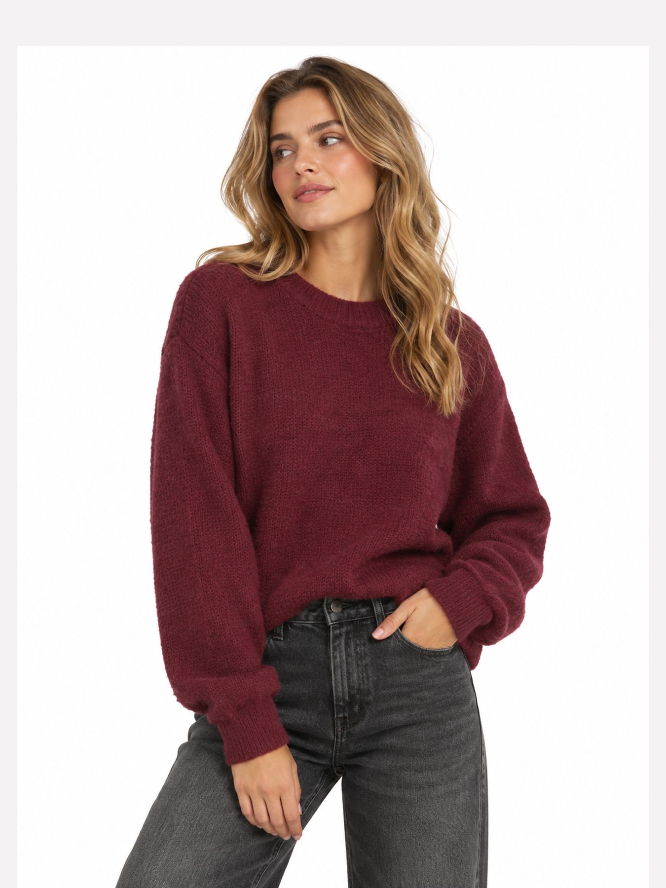 Vero Moda VMPUFF LS O-NECK PULLOVER BOO Windsor Wine 00115186-EKA26011400003638