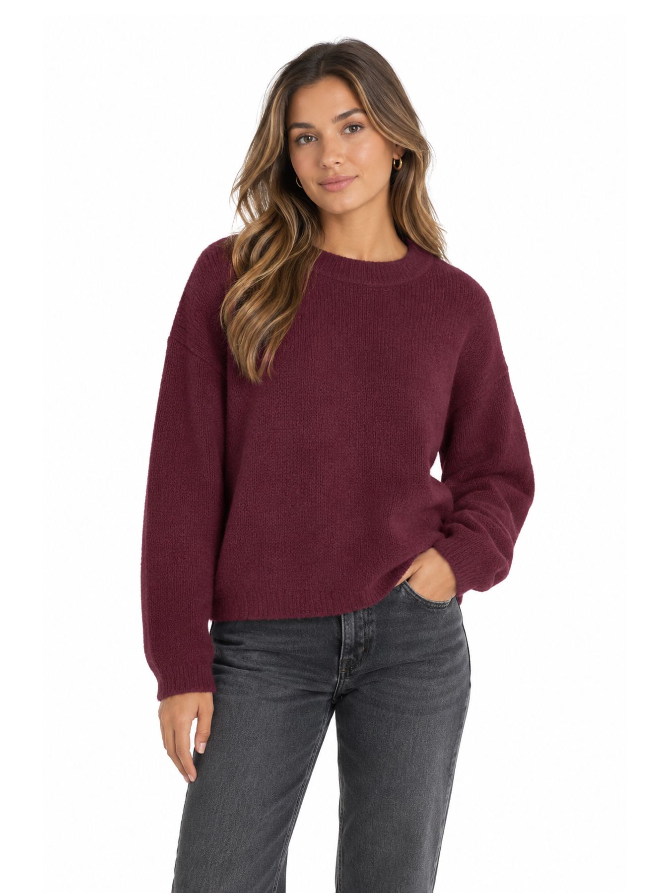 Vero Moda VMPUFF LS O-NECK PULLOVER BOO Sweet Grape 00115186-EKA26011400003759