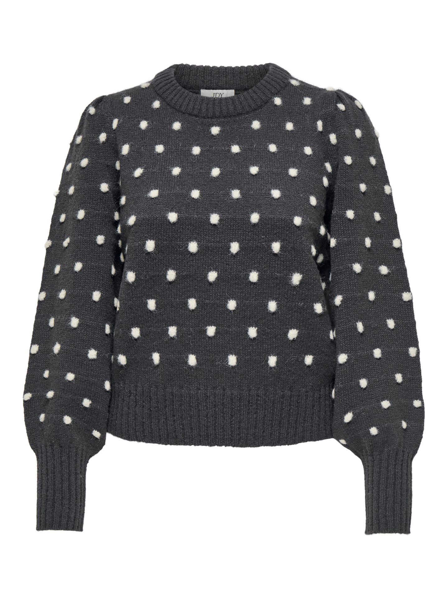 JDY JDYSIGRID LIFE L/S ON PUFF PULL KNT Dark Grey Melange/Cloud Dancer 00115189-EKA26011400001974