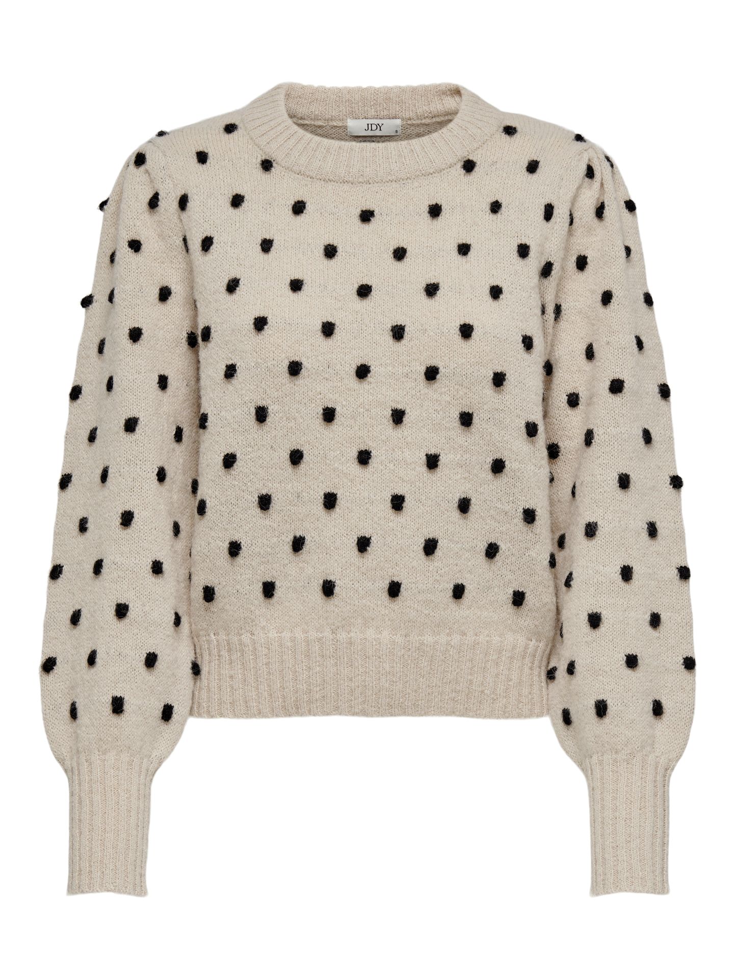 JDY JDYSIGRID LIFE L/S ON PUFF PULL KNT Cement/BLACK_BIG_IKAT 00115189-EKA26011400002834