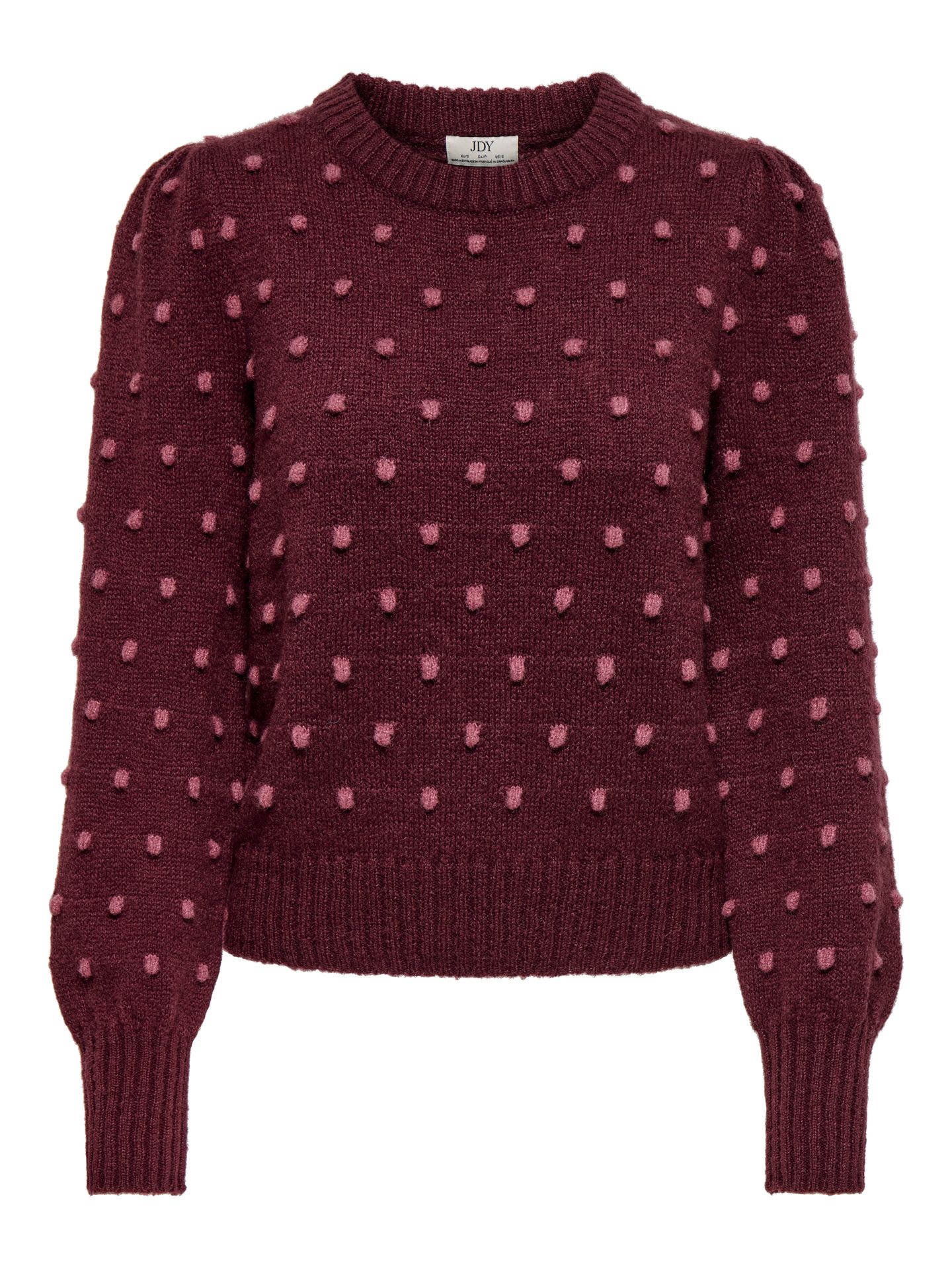Only JDYSIGRID LIFE L/S ON PUFF PULL KNT Windsor Wine/W. DECO ROSE DOTS 00115189-EKA26011400003778