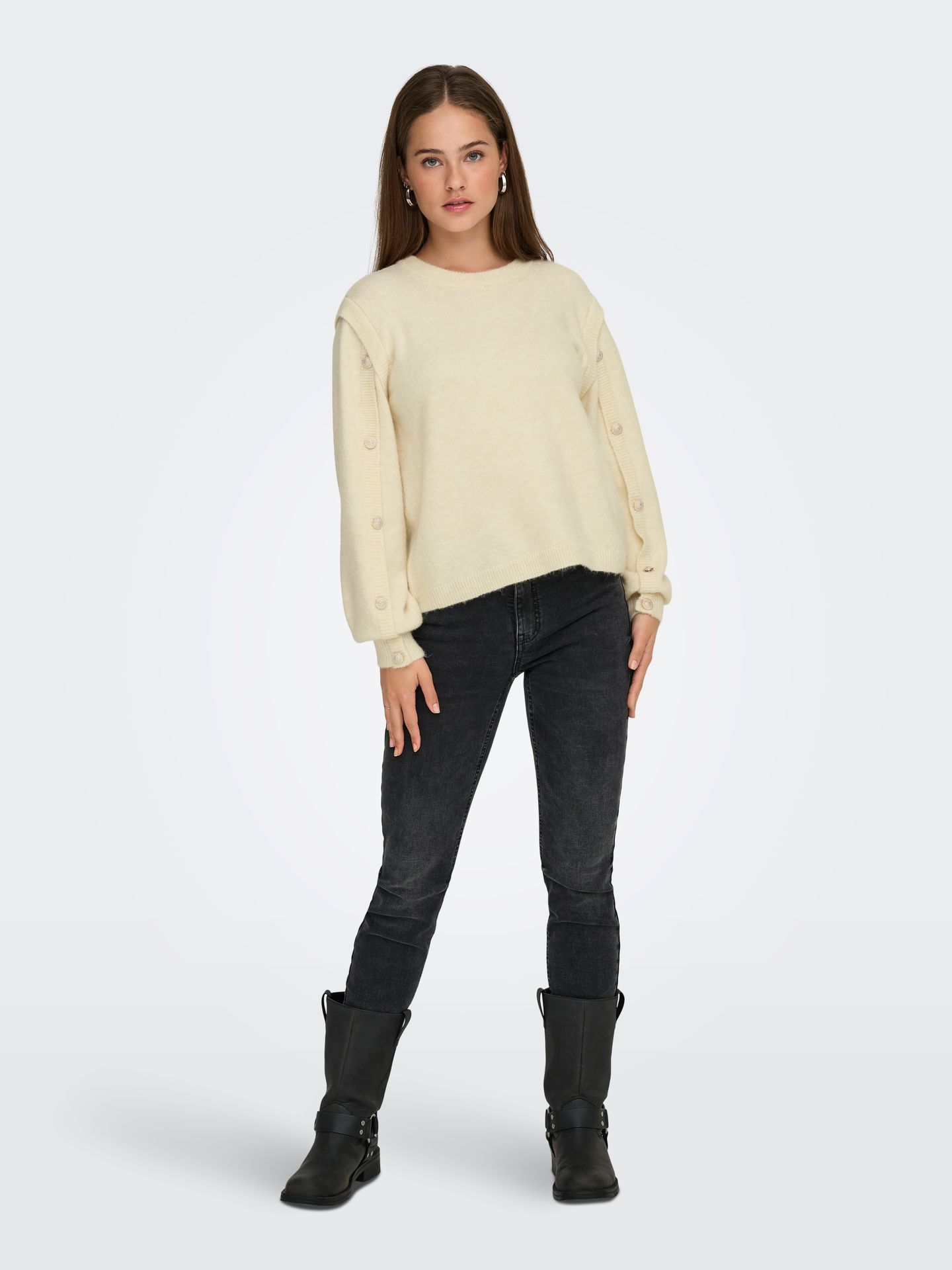 Only ONLRENE LIFE LS BUTTON O-NECK CS KN Egret/Beauty 2900160274052