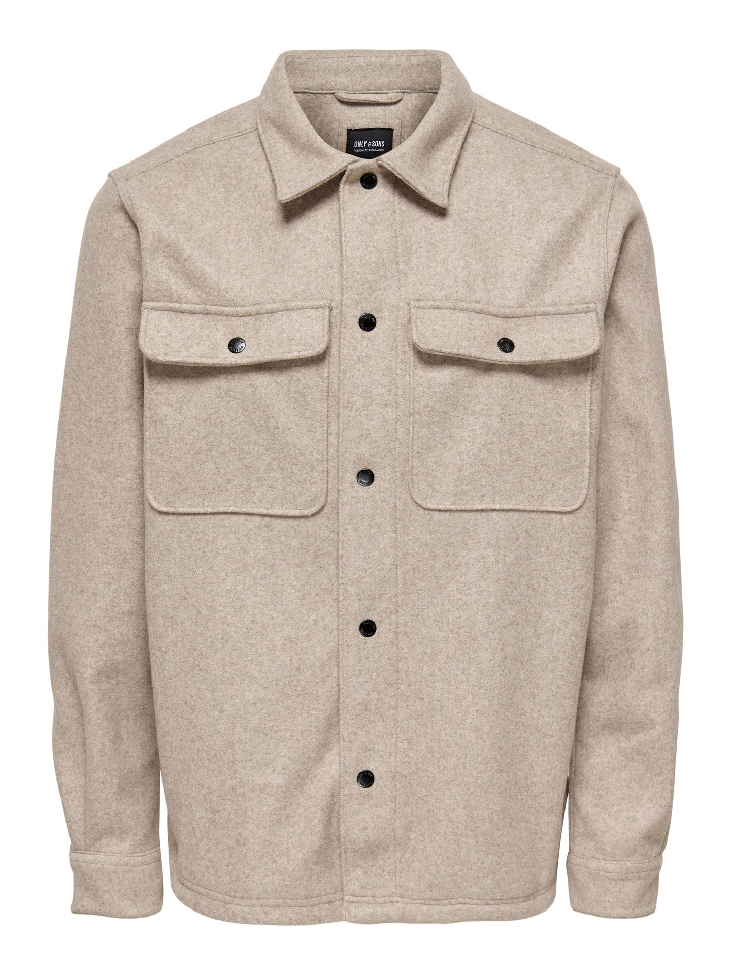 Only & Sons ONSASH OVR WOOLEN LOOK PKT LS SHIRT Chinchilla 00115192-EKA26011400000098