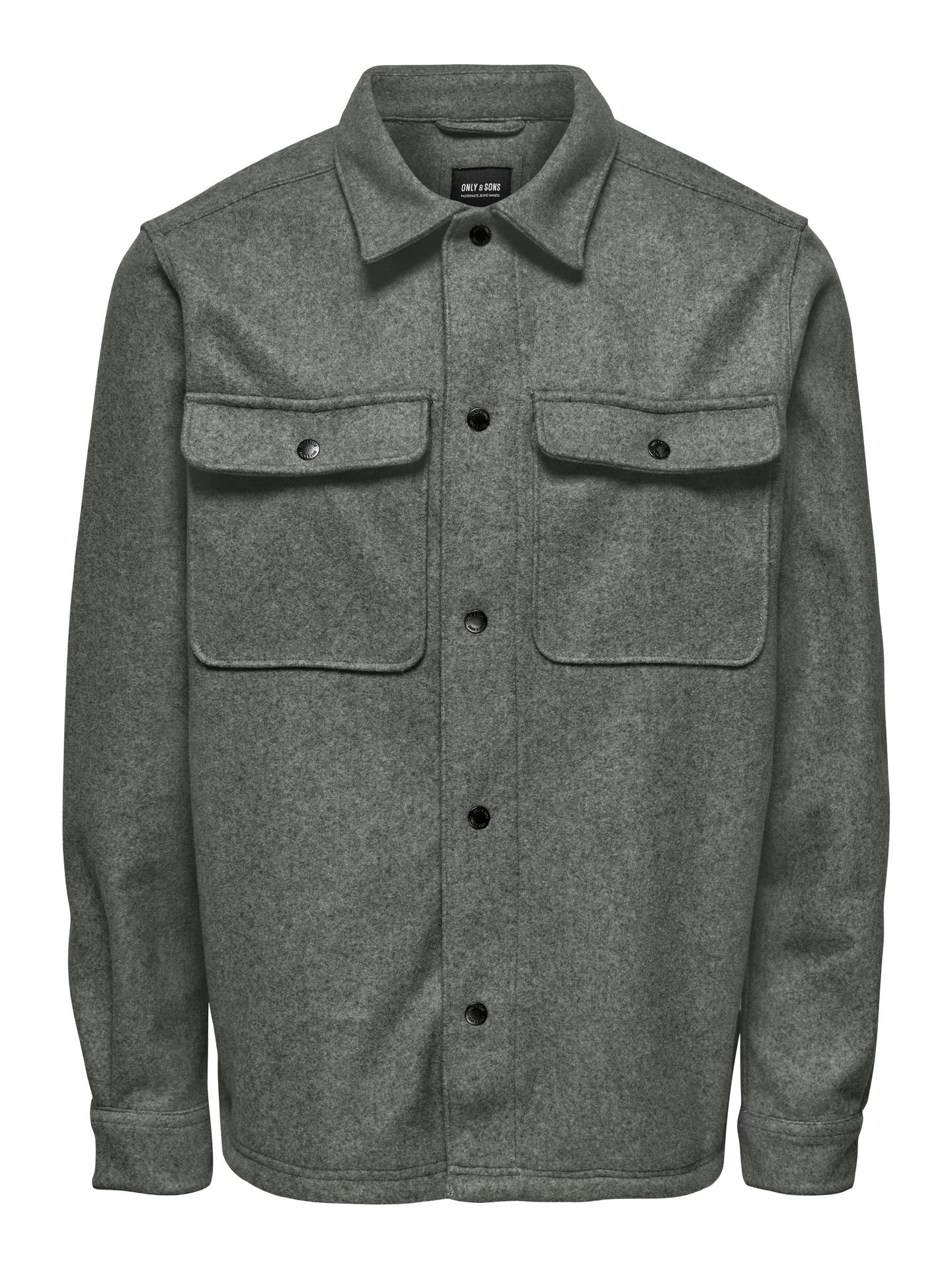 Only & Sons ONSASH OVR WOOLEN LOOK PKT LS SHIRT Castor Gray/GRADING 00115192-EKA26011400003047