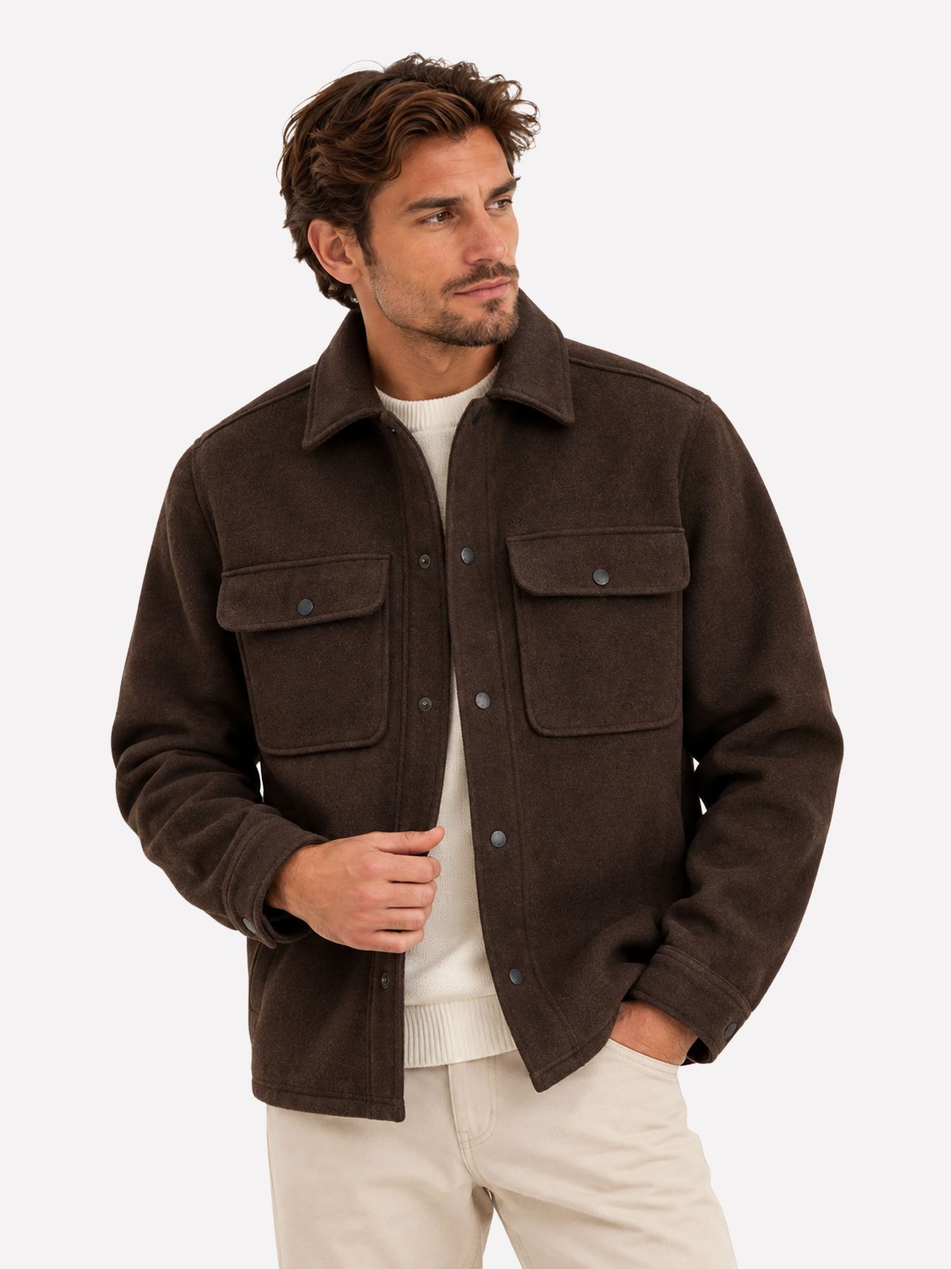 Only & Sons ONSASH OVR WOOLEN LOOK PKT LS SHIRT Demitasse/MELANGE 00115192-EKA26011400003732